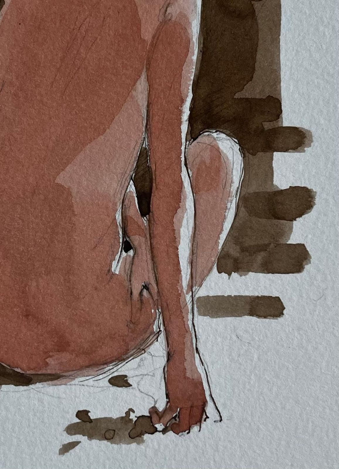 Pierre Neveuseated Female Nude By Window French Modernist Watercolour Figure Study photo vinterior
