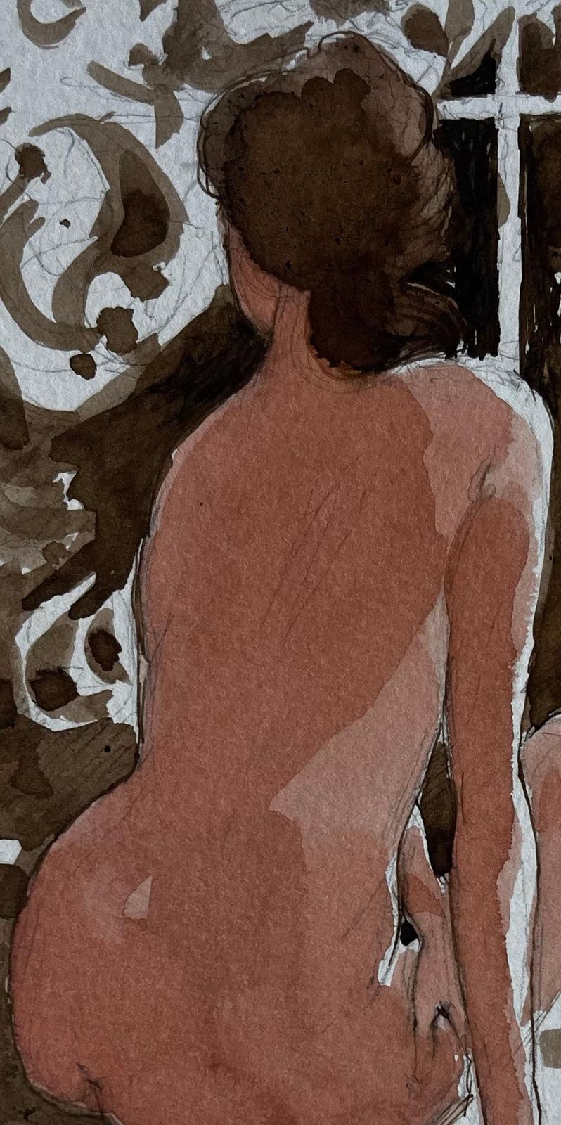 Pierre Neveuseated Female Nude By Window French Modernist Watercolour Figure Study photo buy