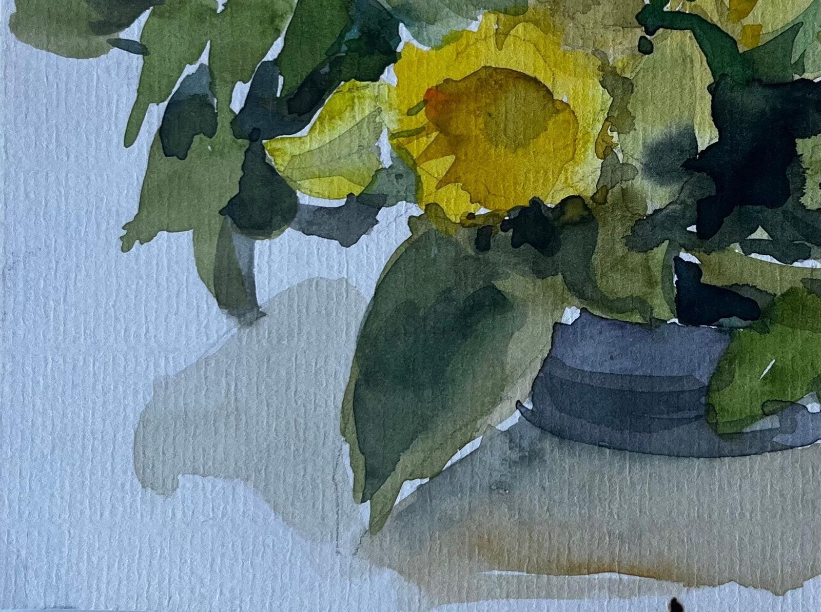 Pierre Neveusunflower And Mimosa Still Life Mid Century Watercolour By Pierre Neveu photo Art