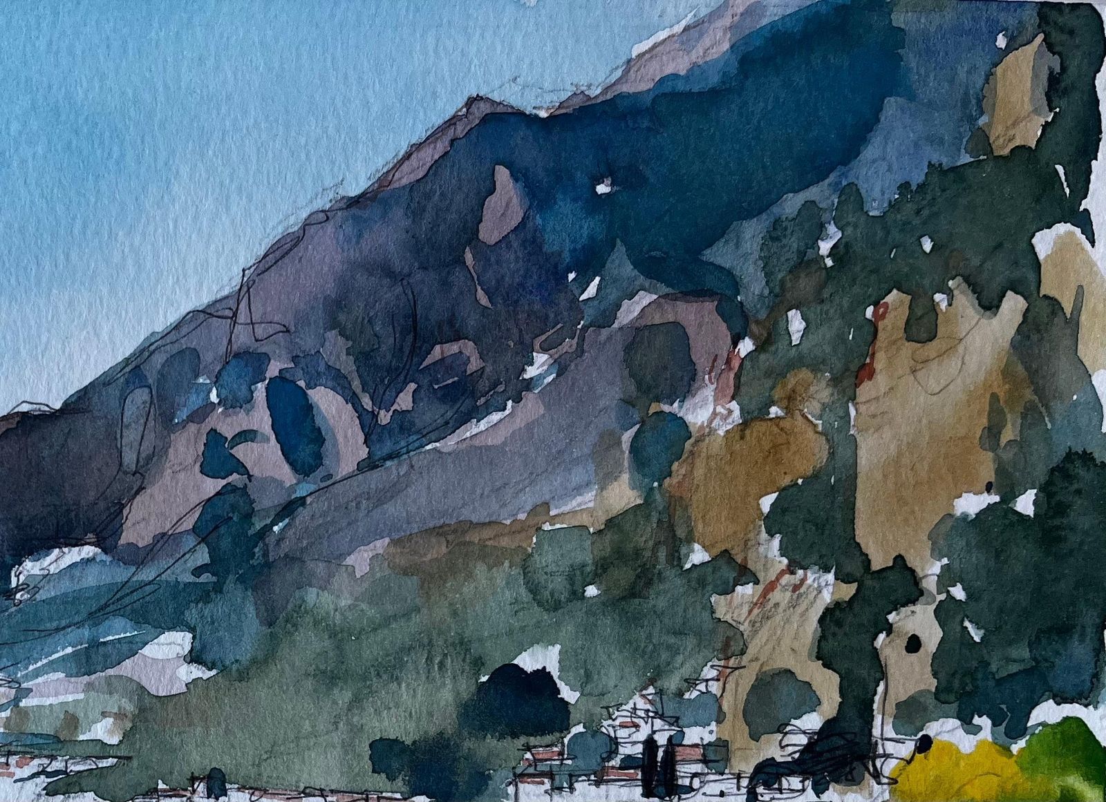 Pierre Neveulakeside Mountain Landscape French Modernist Watercolour By Pierre Neveu photo for sale
