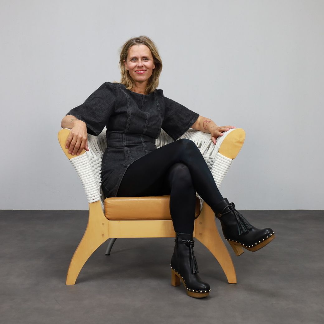 Handcrafted Italian Lounge Chair By Driade In Wood, Rope & Leather, Italy, 1990s photo furniture