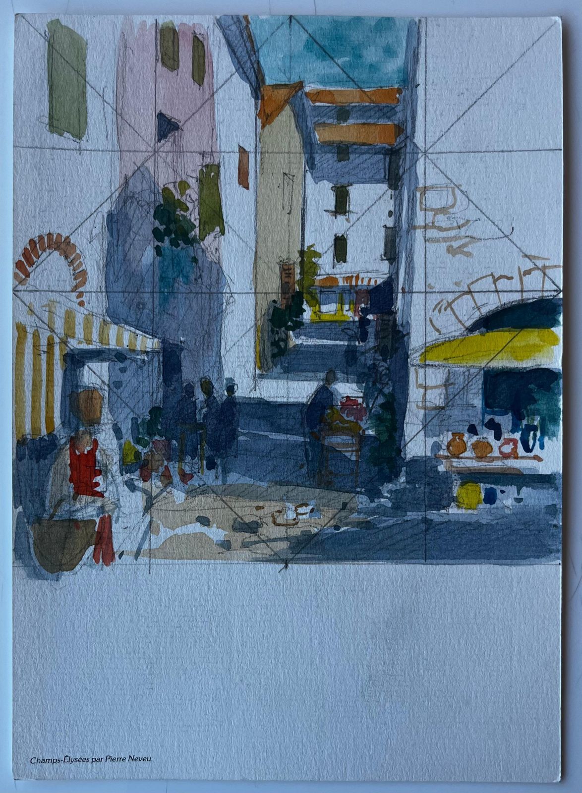 Pierre Neveumediterranean Street Market Study Mid Century Watercolour By Pierre Neveu photo furniture