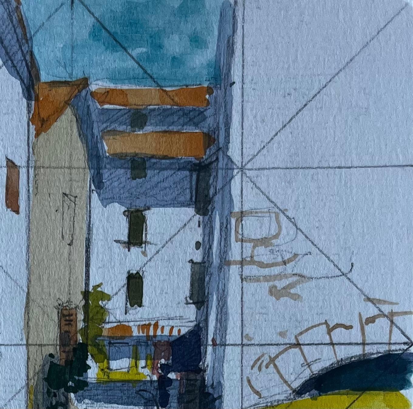 Pierre Neveumediterranean Street Market Study Mid Century Watercolour By Pierre Neveu photo Art