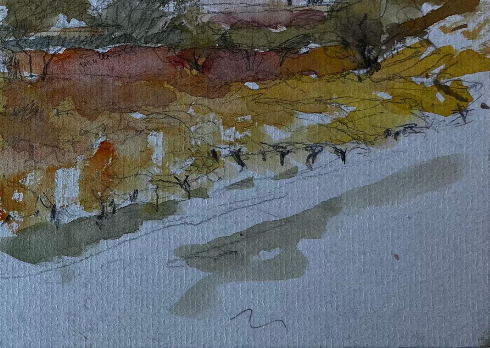 Pierre Neveufrench Countryside Landscape Mid Century Watercolour By Pierre Neveu photo Art
