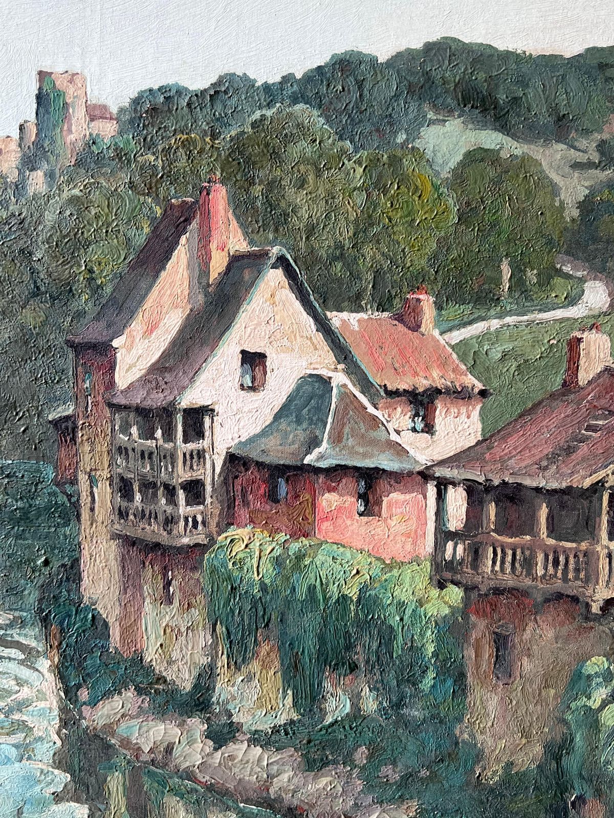 Félix Raoul Eteve French, 1902 1967 Fine Quality 20th Century French Signed Oil Painting Sleepy Old Town On River photo Art