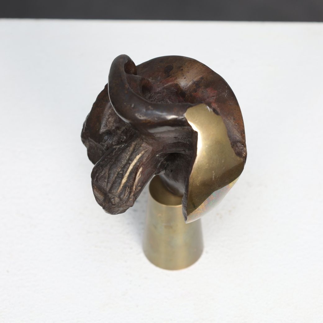 Mia Moreaux. “Lips” Bronze Sculpture With Brass Base, Belgium, 1990s photo vintage