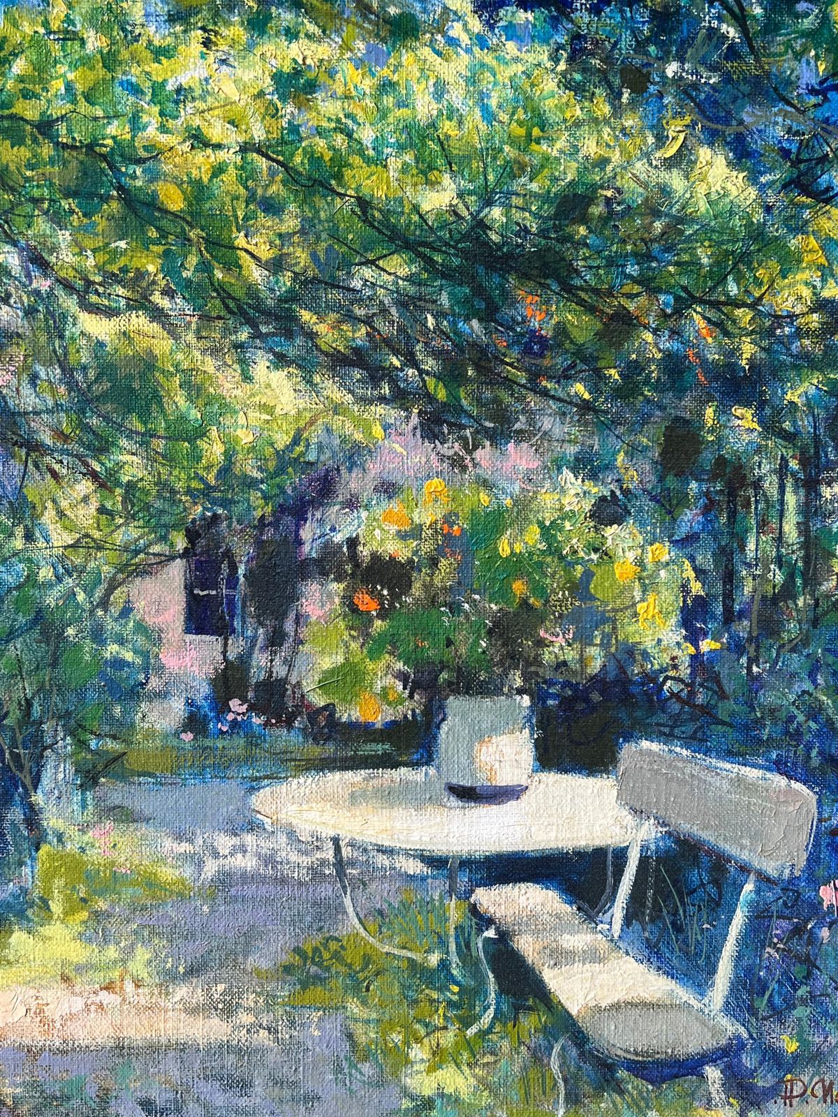 Pierre Neveule Jardin En Provence Old Stone Garden & House French Impressionist Oil Painting photo for sale