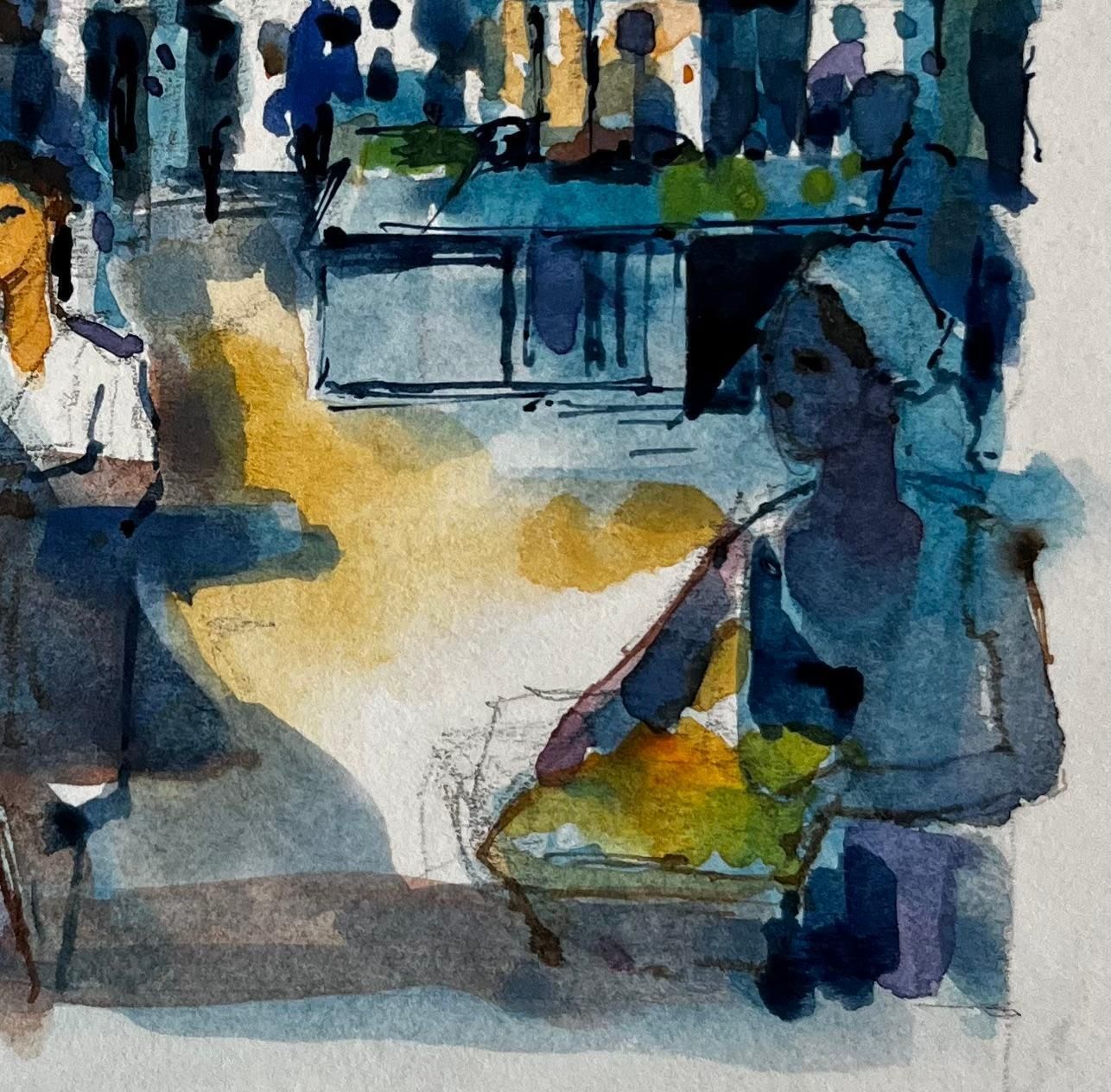 Pierre Neveufrench Market Scene With Figures By Pierre Neveu Mediterranean Watercolour photo Art