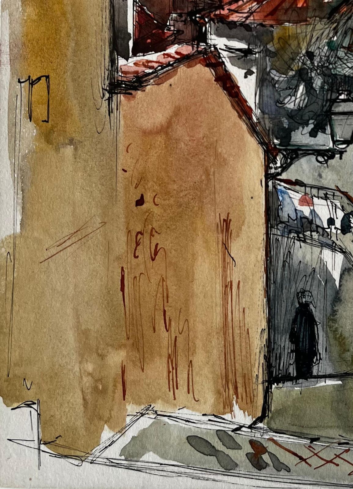Pierre Neveusunlit Mediterranean Alleyway With Red Roofs Watercolour By Pierre Neveu photo vinterior