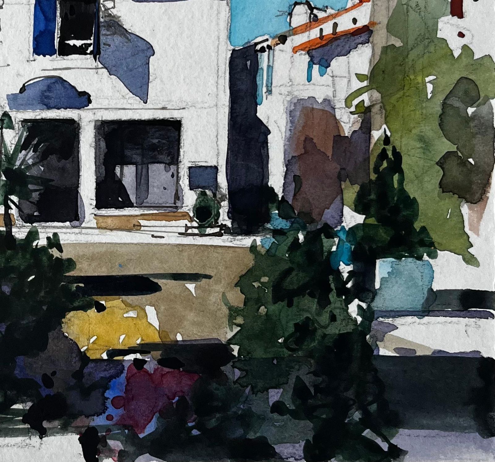 Pierre Neveunoirmoutier Village House French Coastal Landscape Watercolour Painting photo vinterior