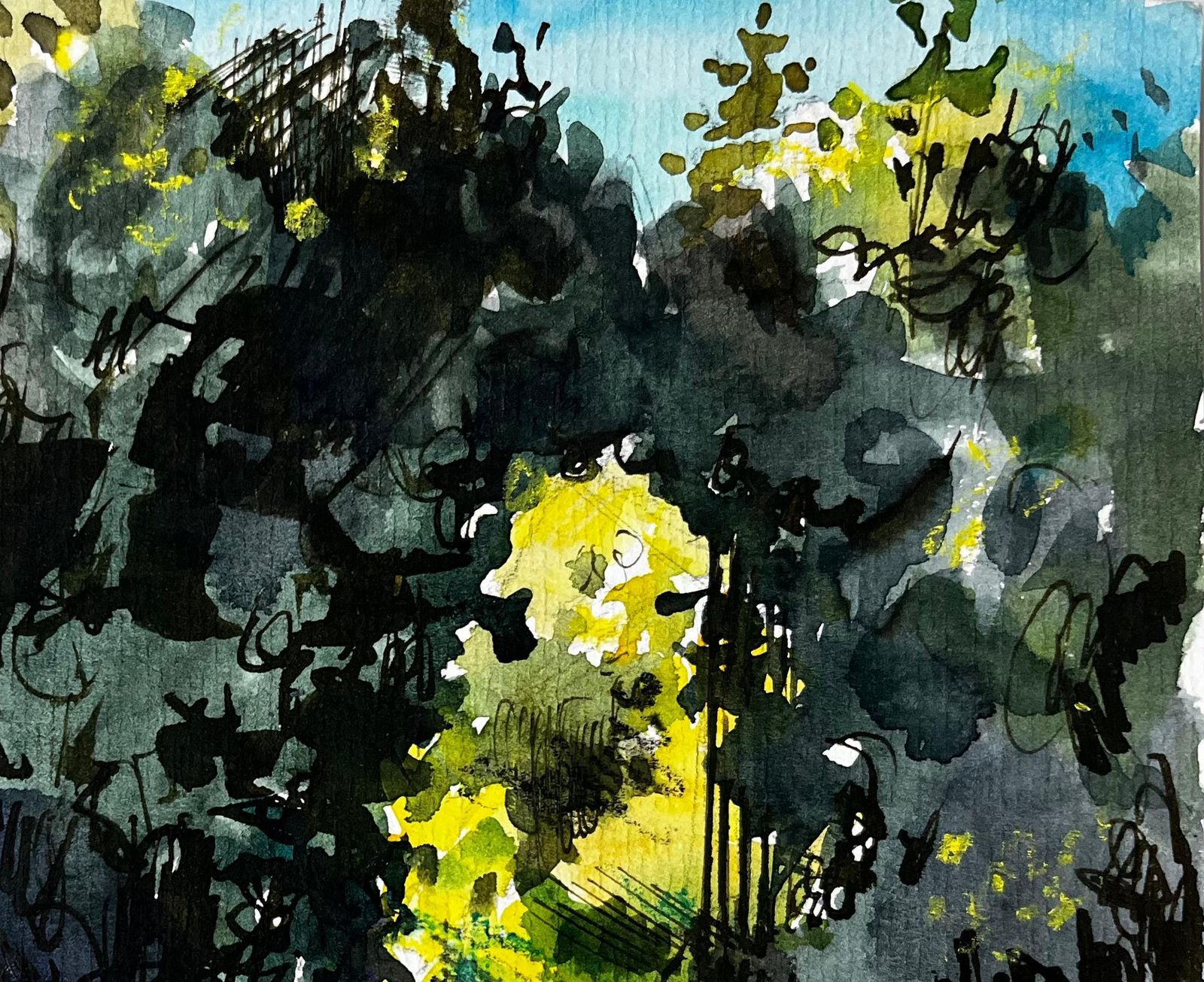 Pierre Neveusunlit Woodland Path With Flowers French Watercolour photo vinterior