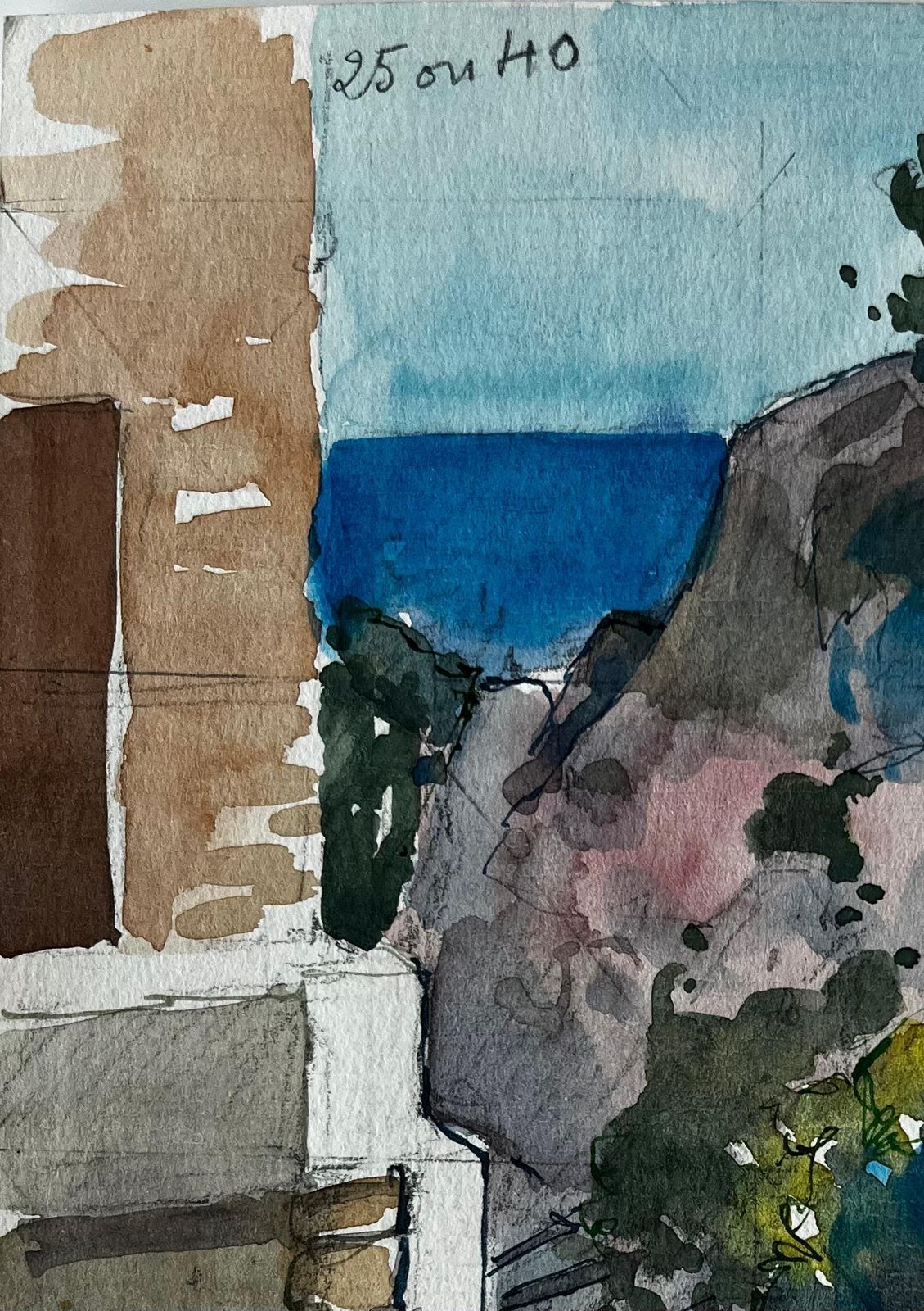 Pierre Neveuroquebrune Cap Martin Mediterranean Alleyway View French Riviera Watercolour photo vinterior