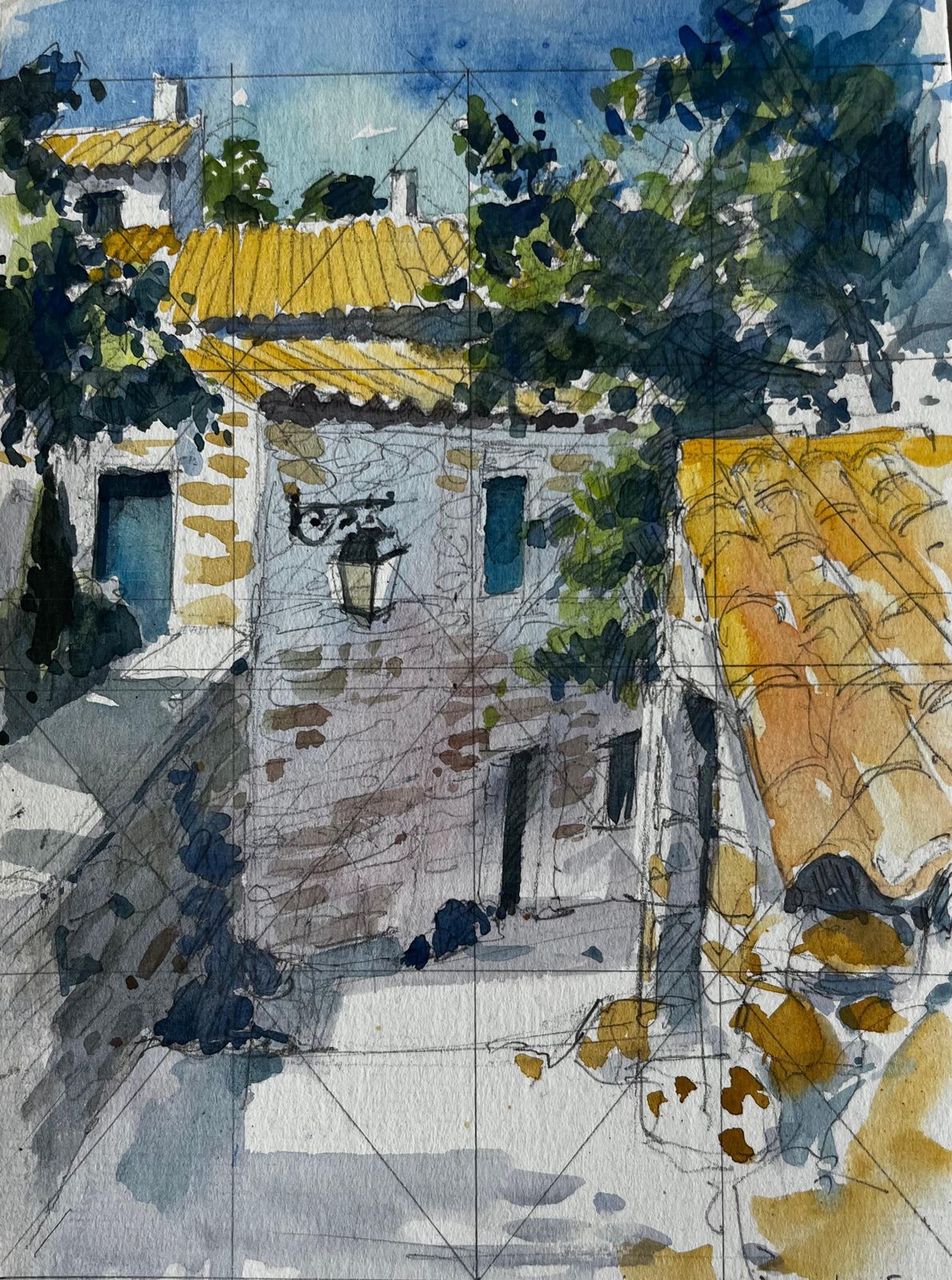 Pierre Neveuprovence Sunlit Stone Houses And Yellow Tiled Rooftops French Village Study