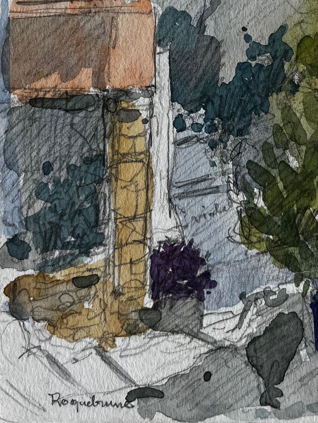 Pierre Neveuroquebrune Village Pathway With Distant Sea View French Riviera Study photo vinterior