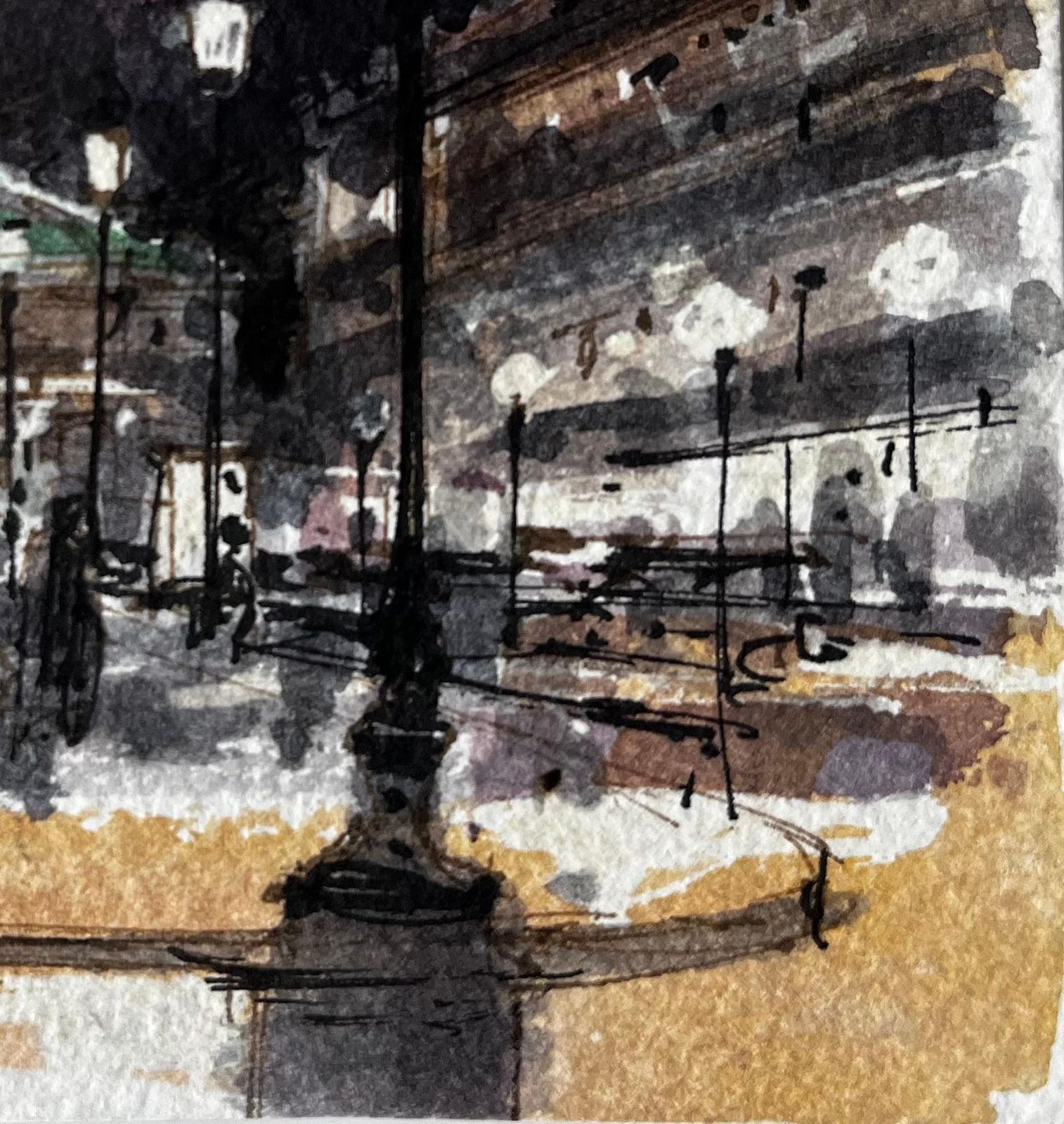 Pierre Neveuparis Street At Night With Lamplight And The Palais Garnier Opera House photo for sale