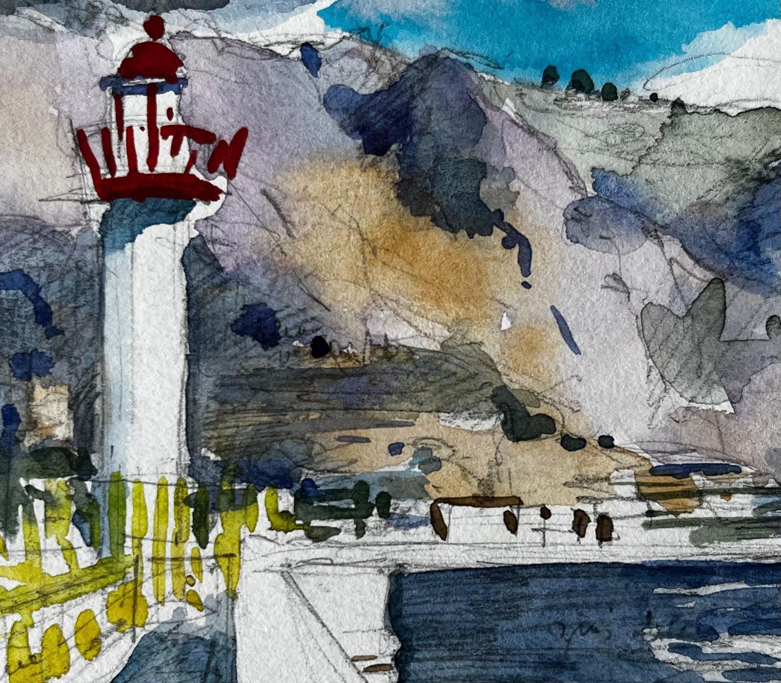 Pierre Neveumenton Lighthouse And Coastal Promenade French Riviera Study photo buy