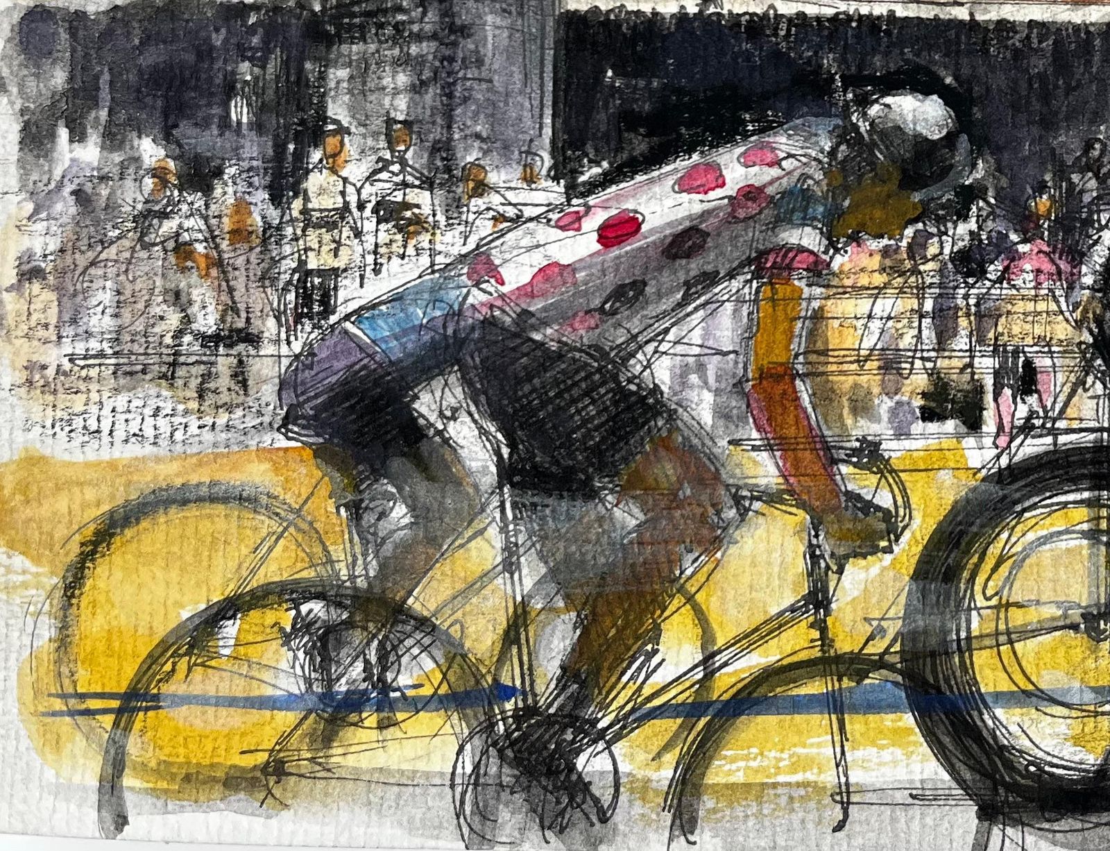 Pierre Neveufrench Indoor Cycling Velodrome Scene With Cyclists And Spectators Modern Study photo 483.0