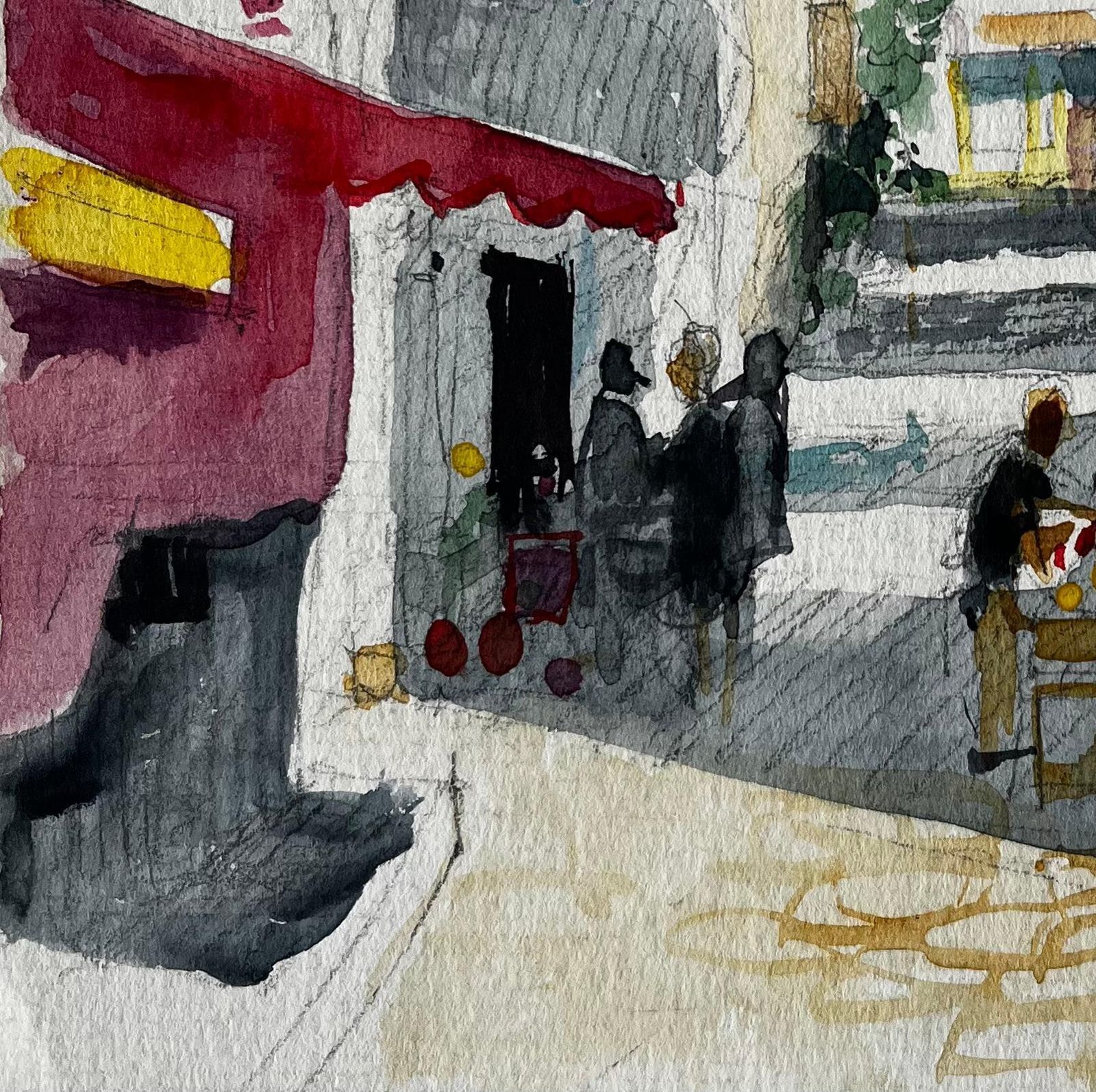 Pierre Neveufrench Village Street Scene With Café And Market Stall Provençal Study photo Art