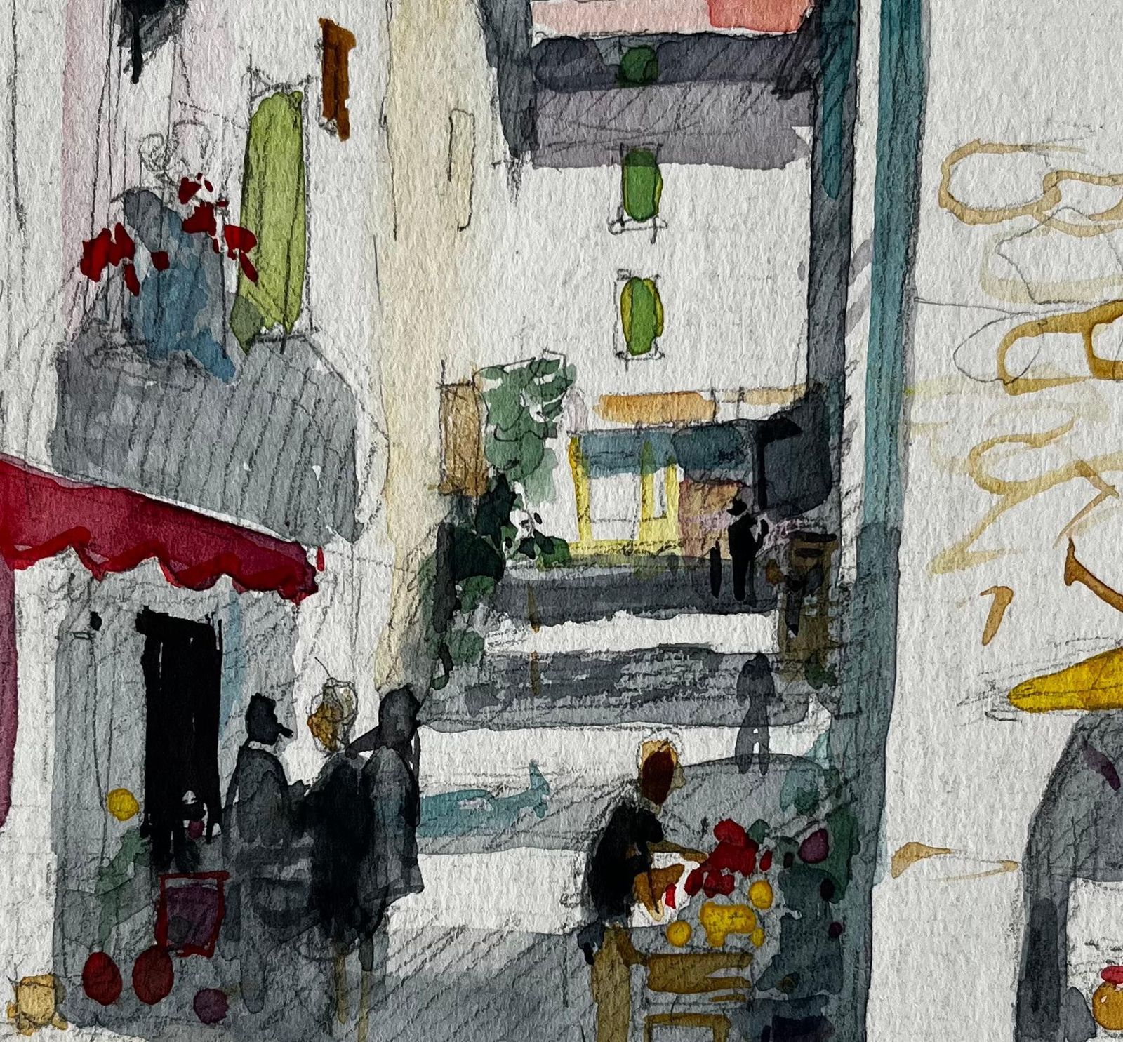 Pierre Neveufrench Village Street Scene With Café And Market Stall Provençal Study photo buy