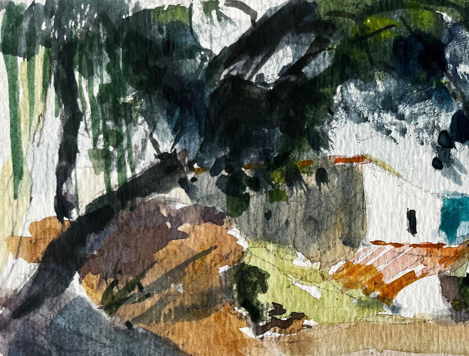 Pierre Neveumediterranean Landscape With Whitewashed Houses And Sea View French Modern Study photo for sale