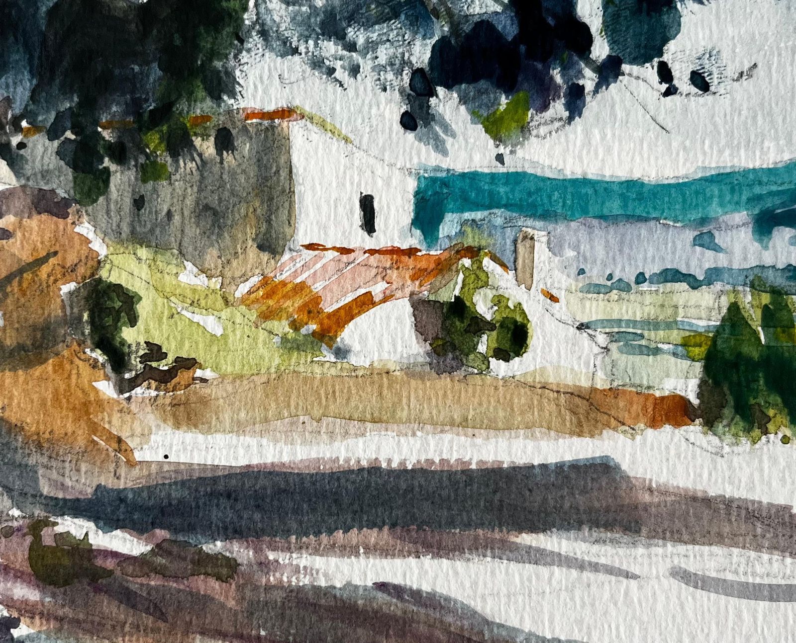 Pierre Neveumediterranean Landscape With Whitewashed Houses And Sea View French Modern Study photo buy