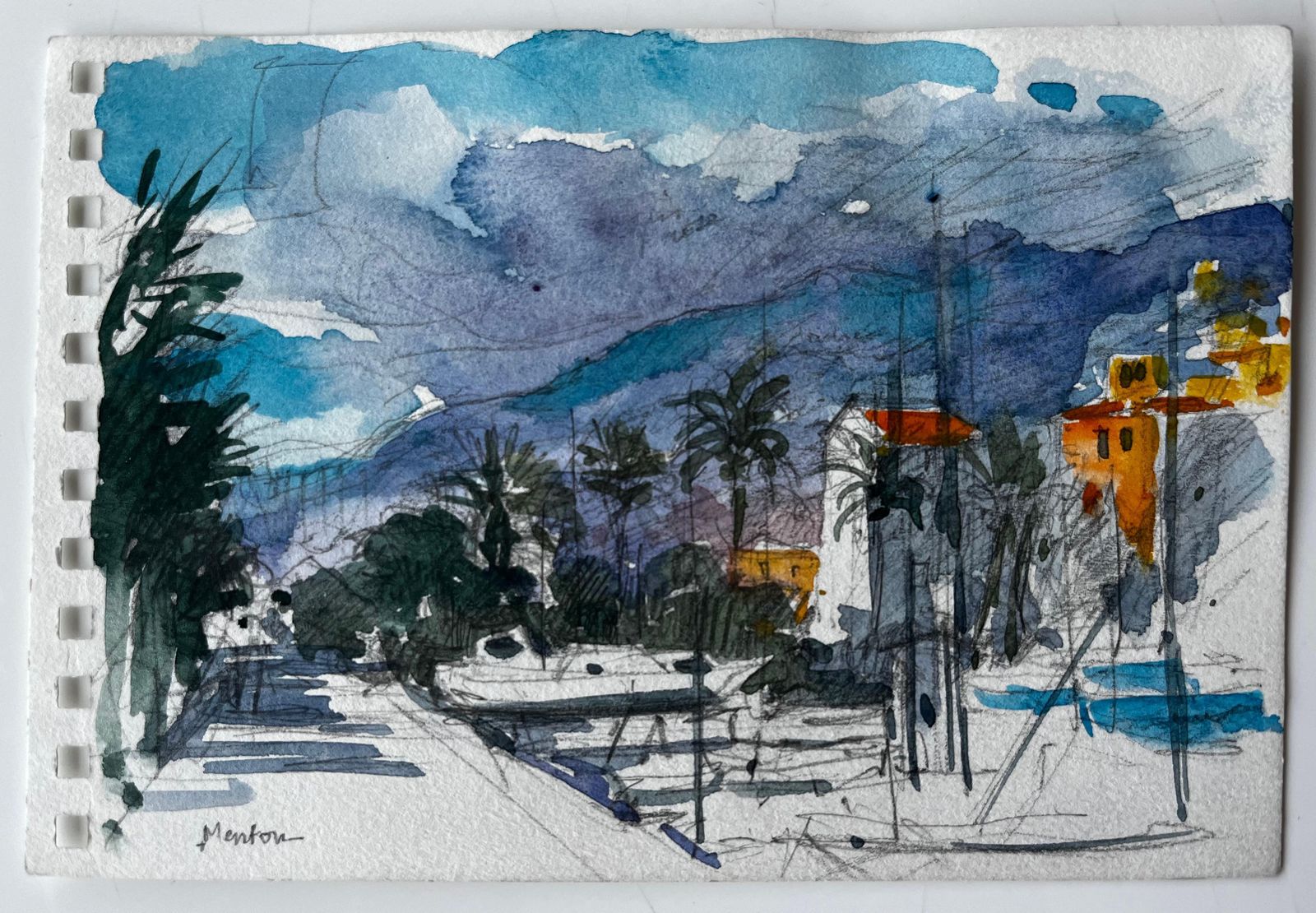 Pierre Neveumenton French Riviera Coastal Street Scene With Palm Trees And Hills photo furniture