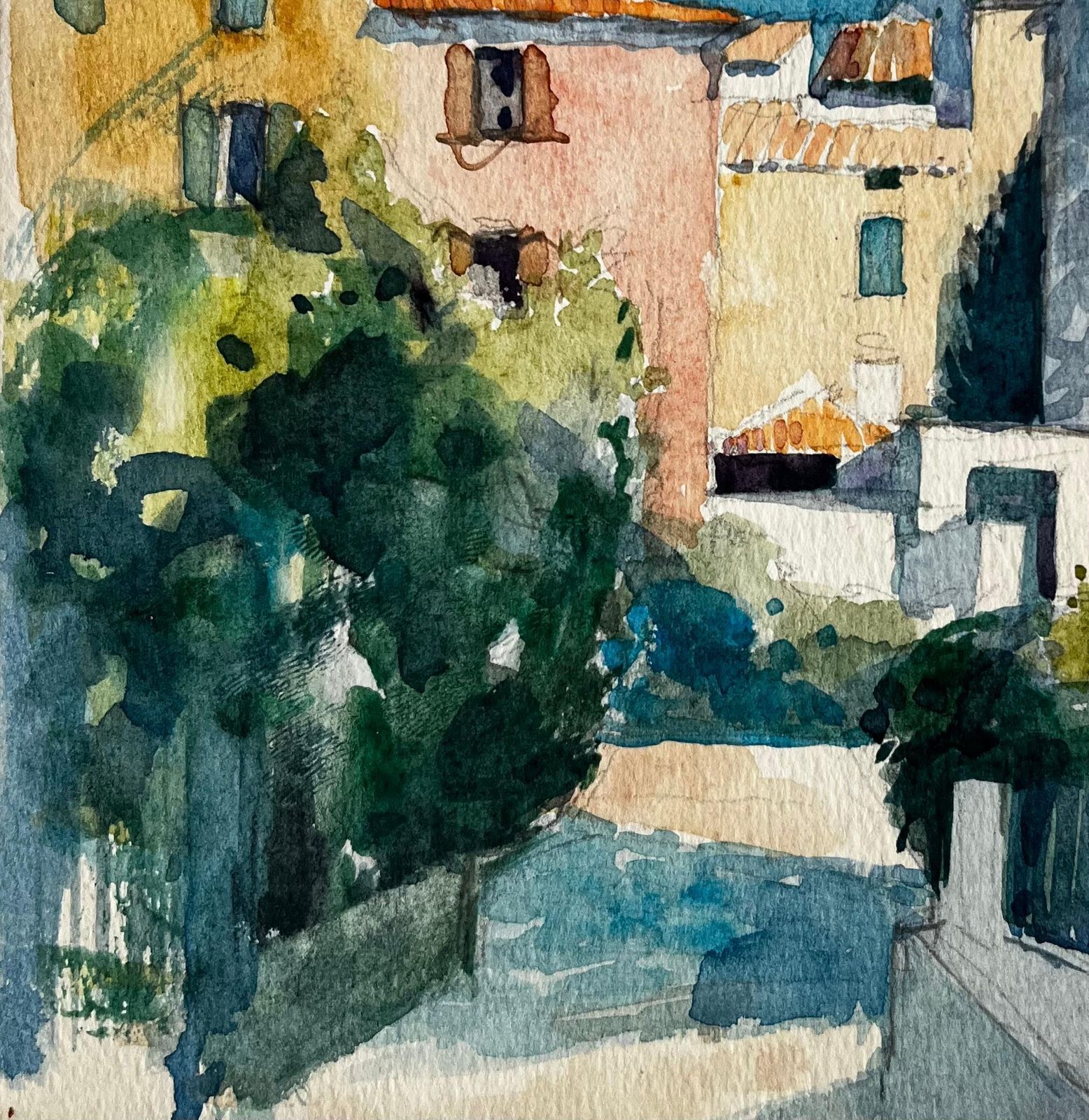 Pierre Neveusablet Village Church And Sunlit Houses Provençal French Landscape Study photo vinterior