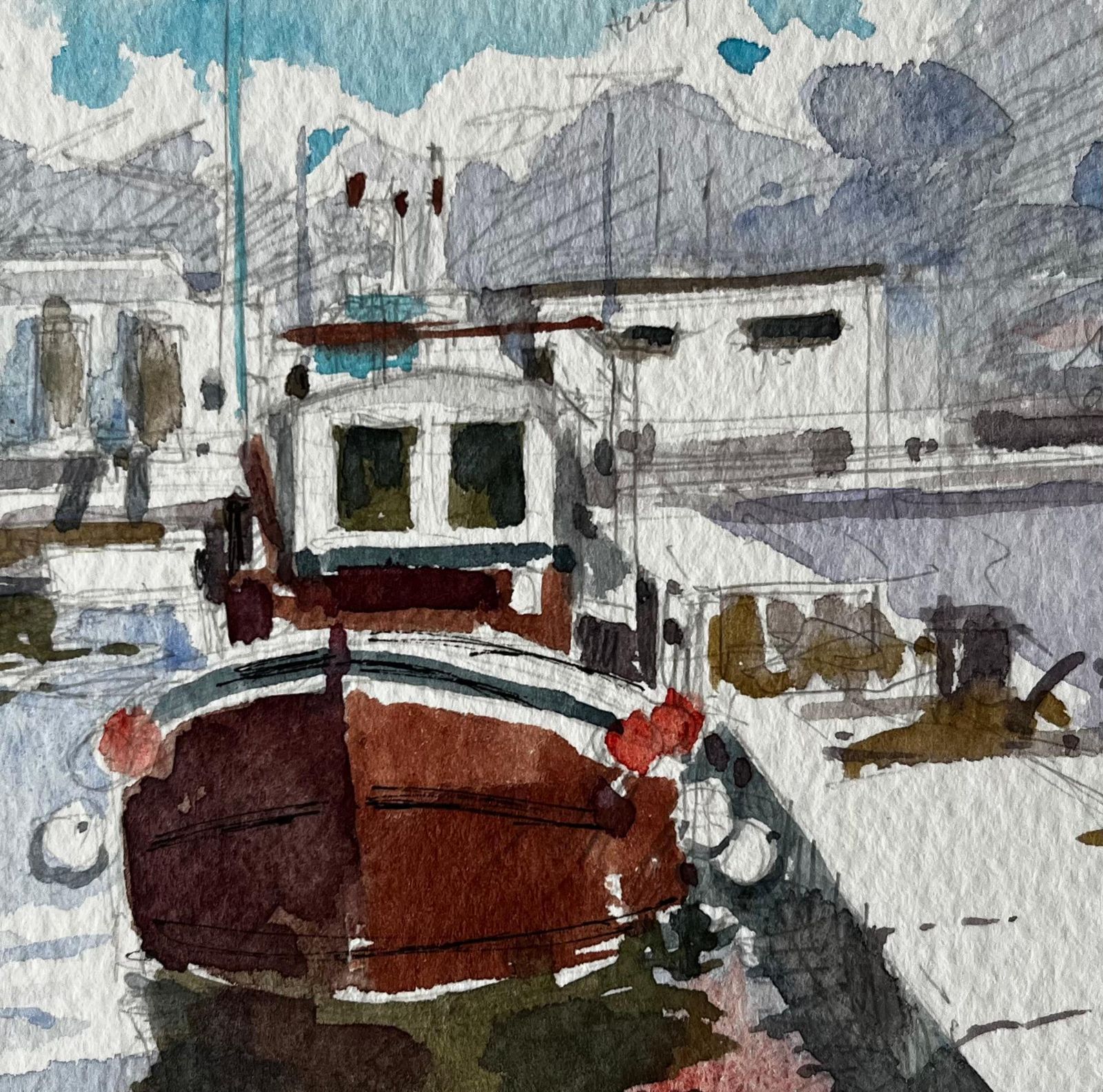 Pierre Neveusaint Nazaire French Fishing Boat At The Harbour Modern Coastal Study photo buy