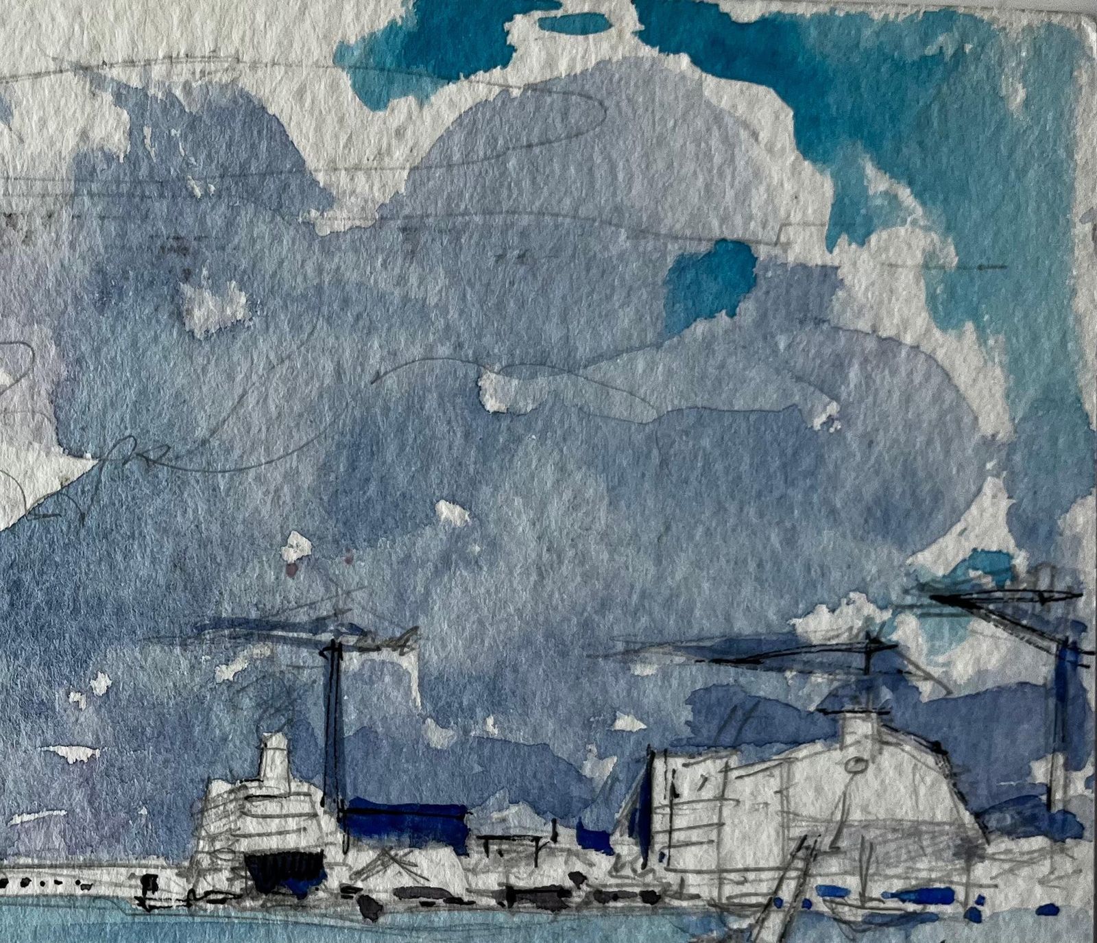 Pierre Neveusaint Nazaire French Harbour Boats And Shipyard Study Modern French photo for sale