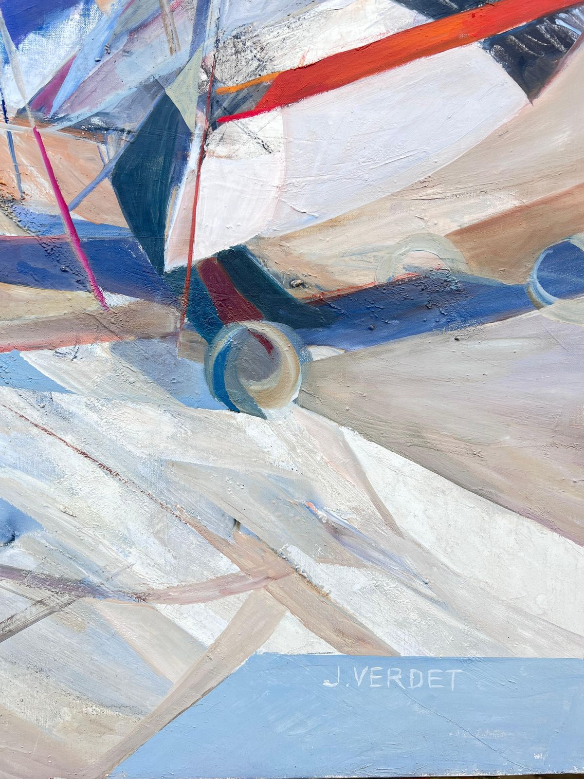Jacqueline Verdet (1931 2023)huge French Contemporary Modernist Abstract Oil Painting Sailing Yachts At Sea photo buy