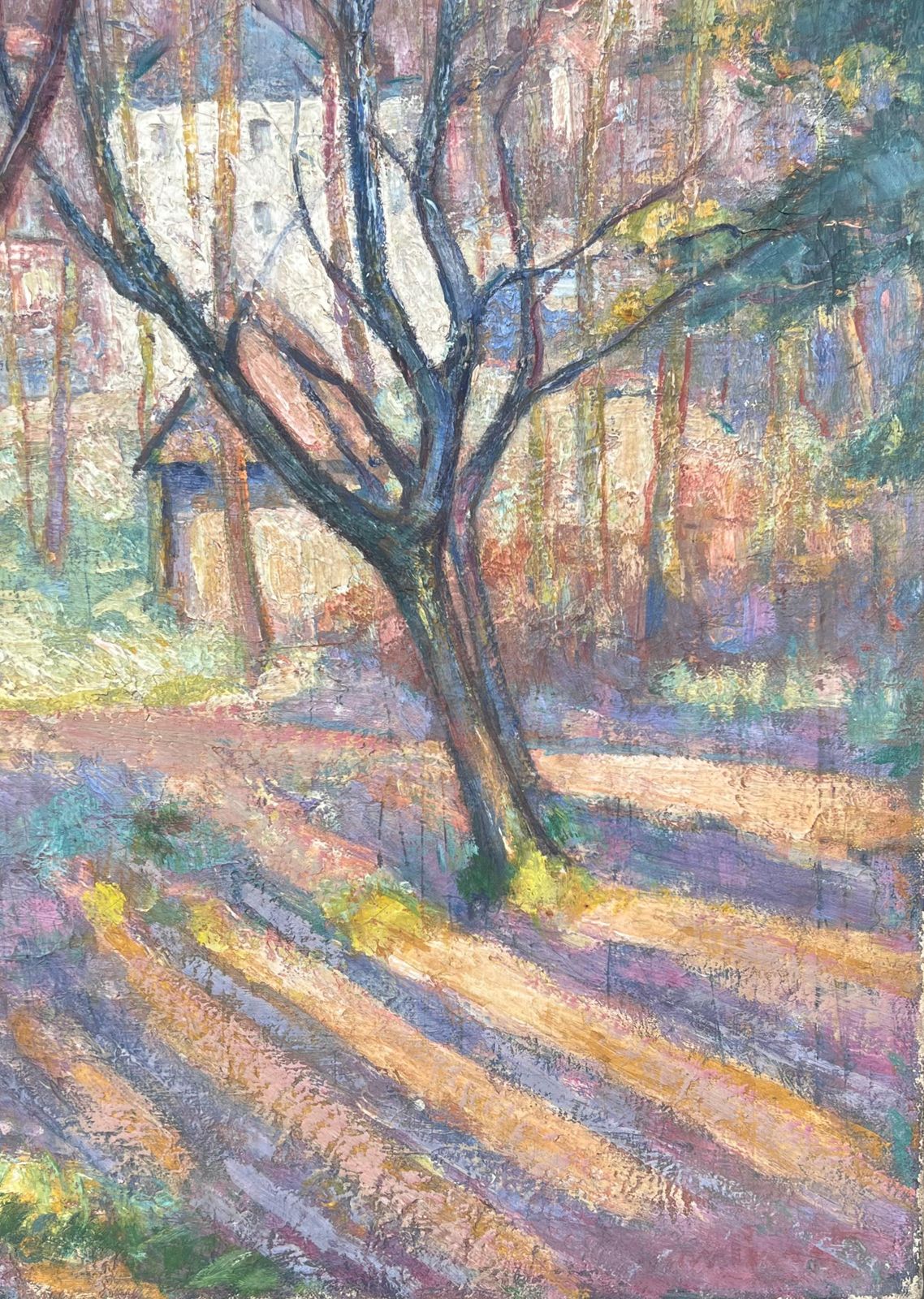 Fine Antique French Impressionist Oil Painting Woodland Gardens Old Stone House photo Art