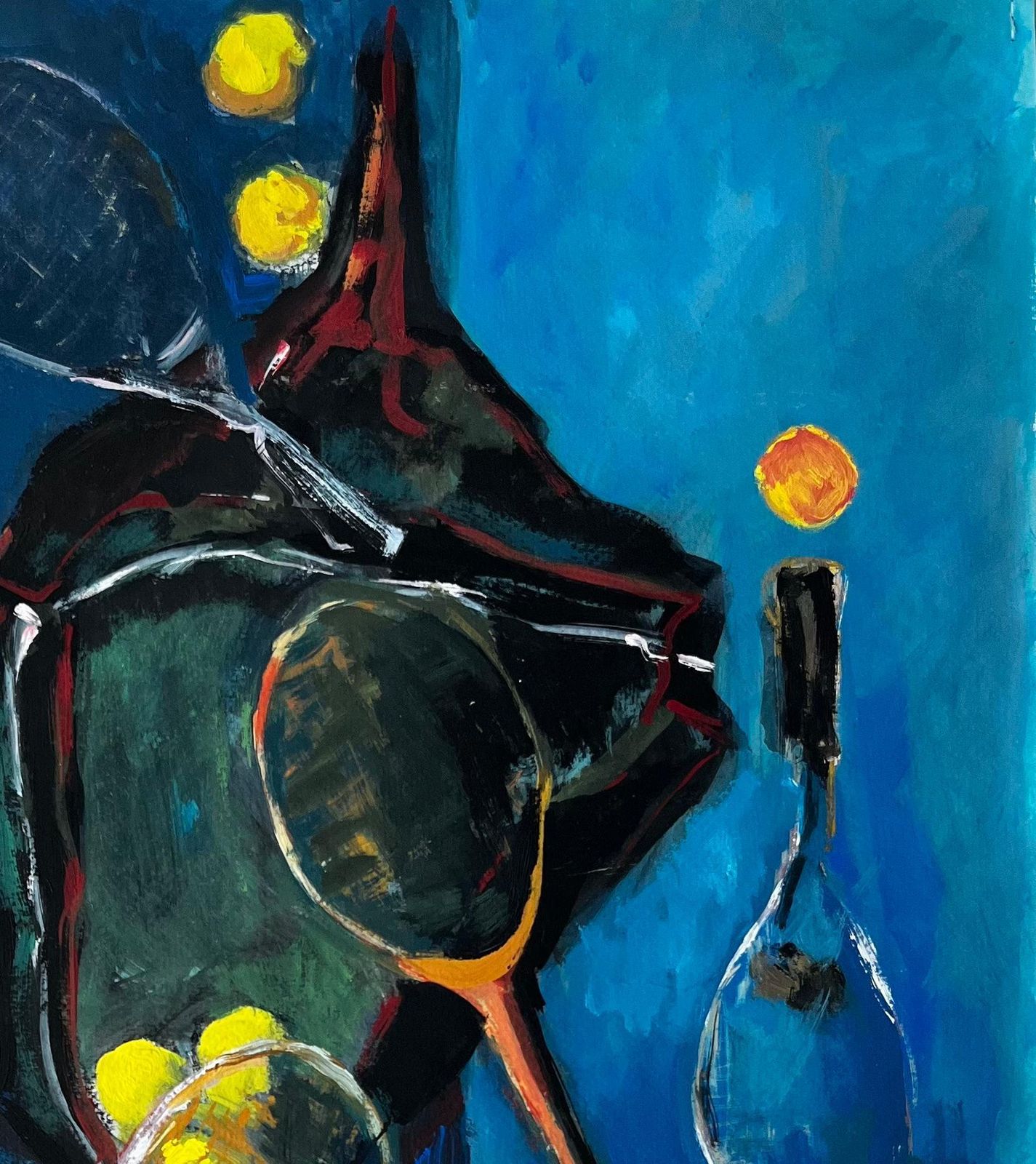 Guy Nicodfrench Modernist Still Life With Tennis Rackets Balls And Sporting Equipment photo vinterior