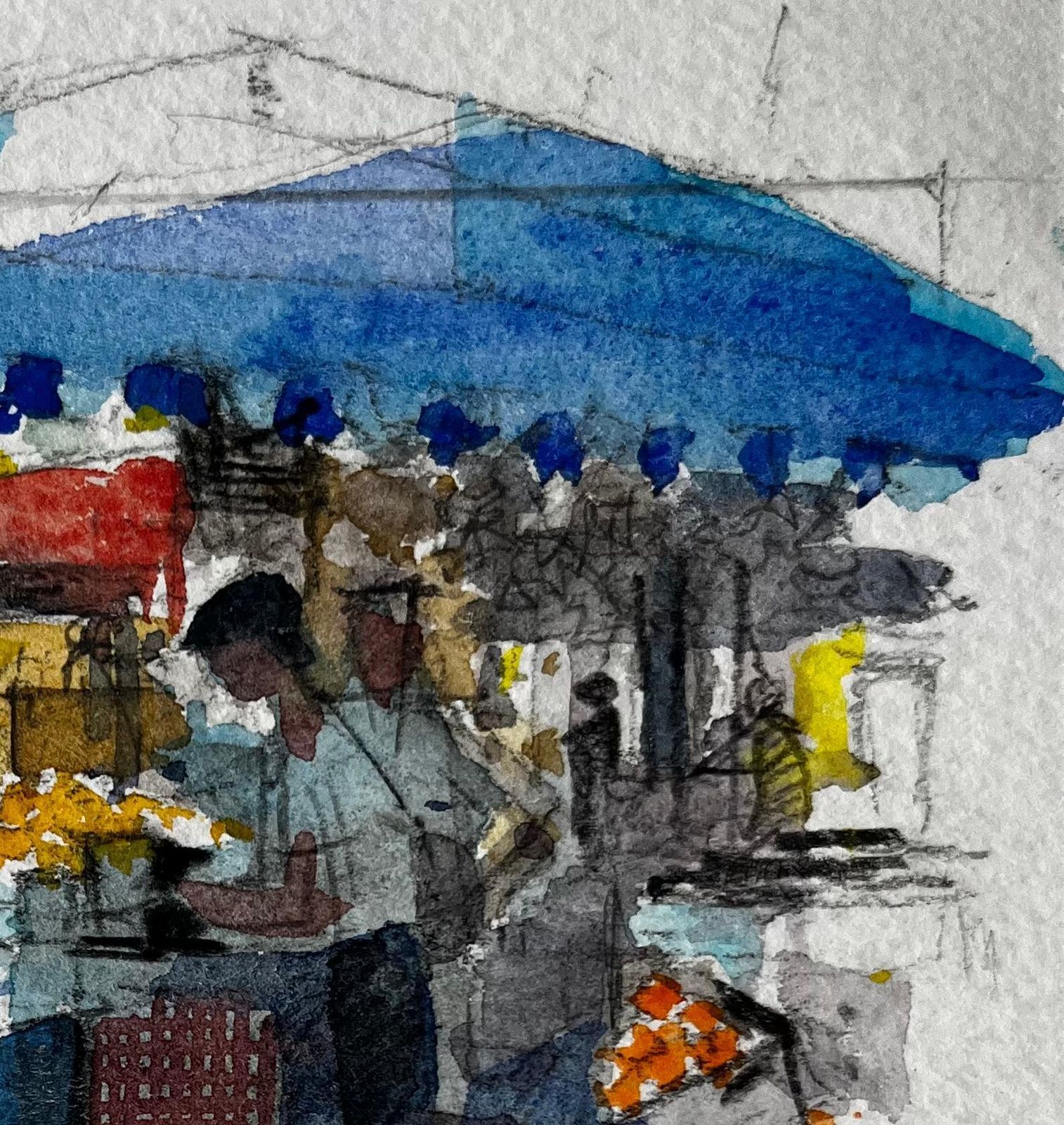Pierre Neveuprovence Village Market Stall Scene Watercolour French Post Impressionist photo Art