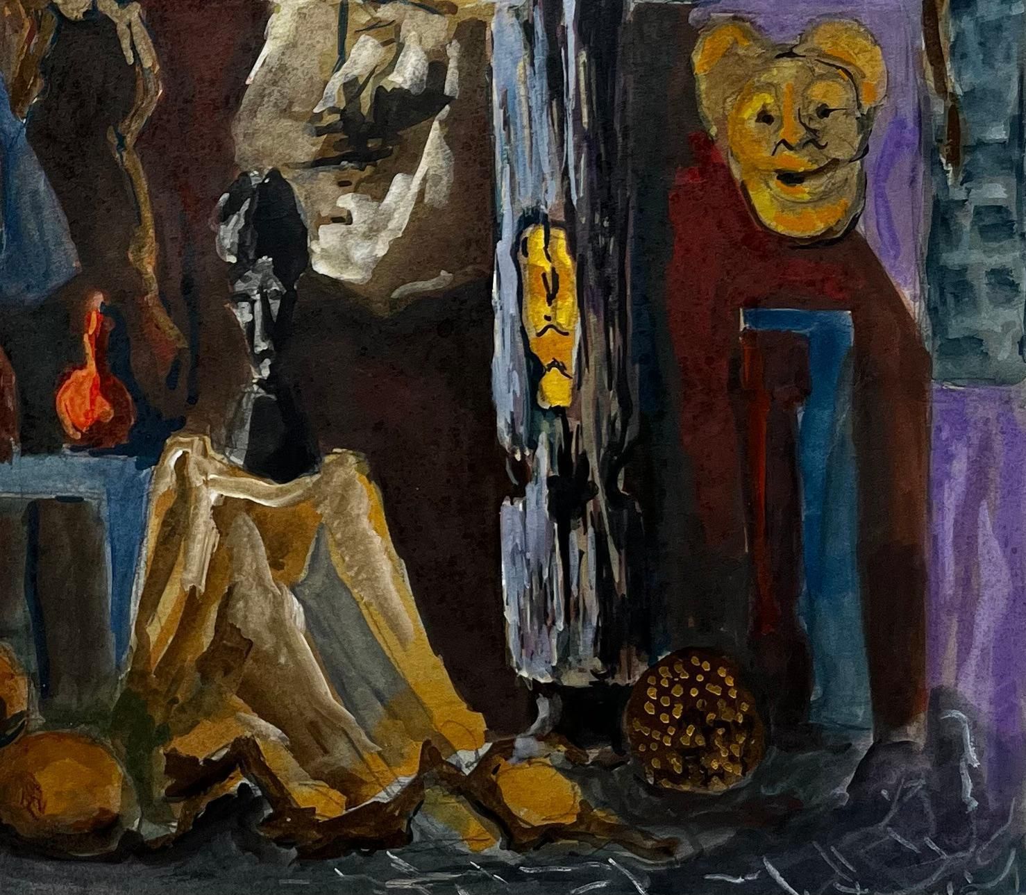Guy Nicodfrench Modernist Still Life With African Masks And Sculptural Forms photo 658.0