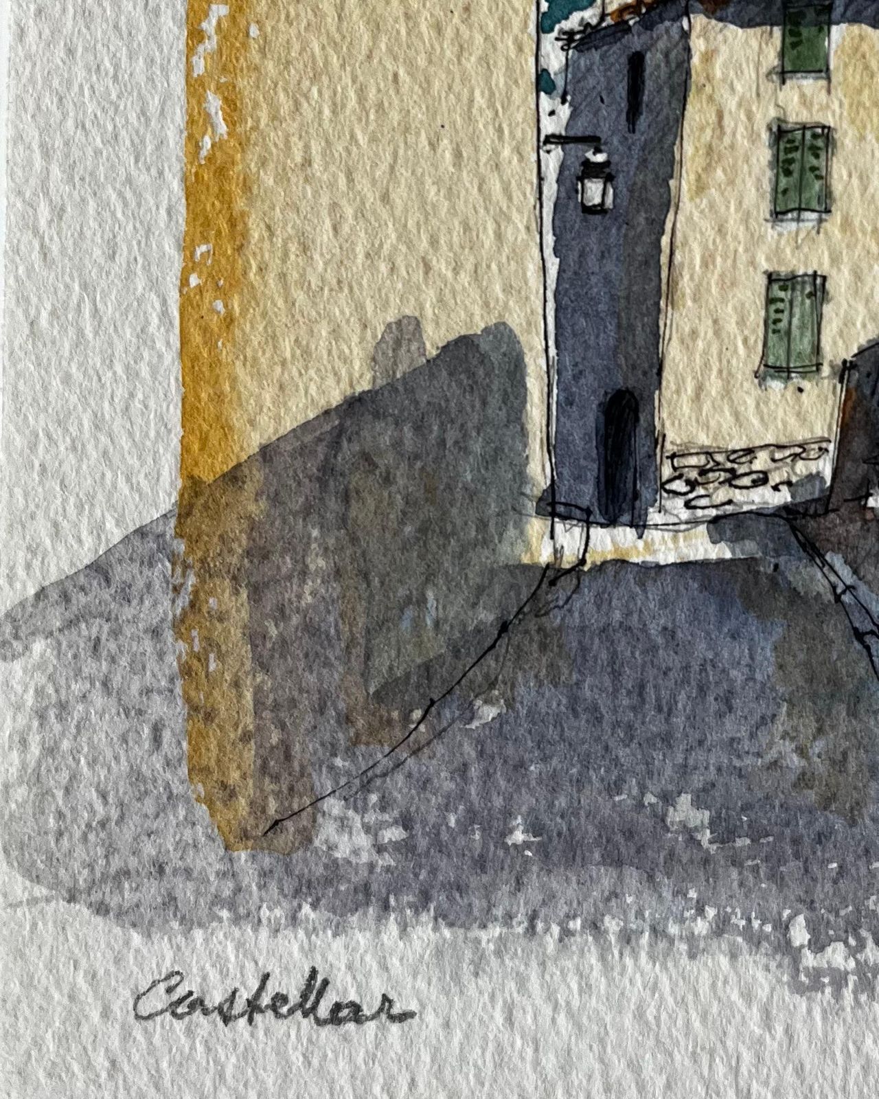 Pierre Neveucastellar Village Street Scene Provence Watercolour French Post Impressionist photo vinterior