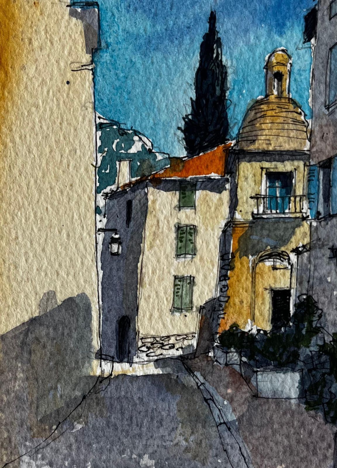 Pierre Neveucastellar Village Street Scene Provence Watercolour French Post Impressionist photo buy