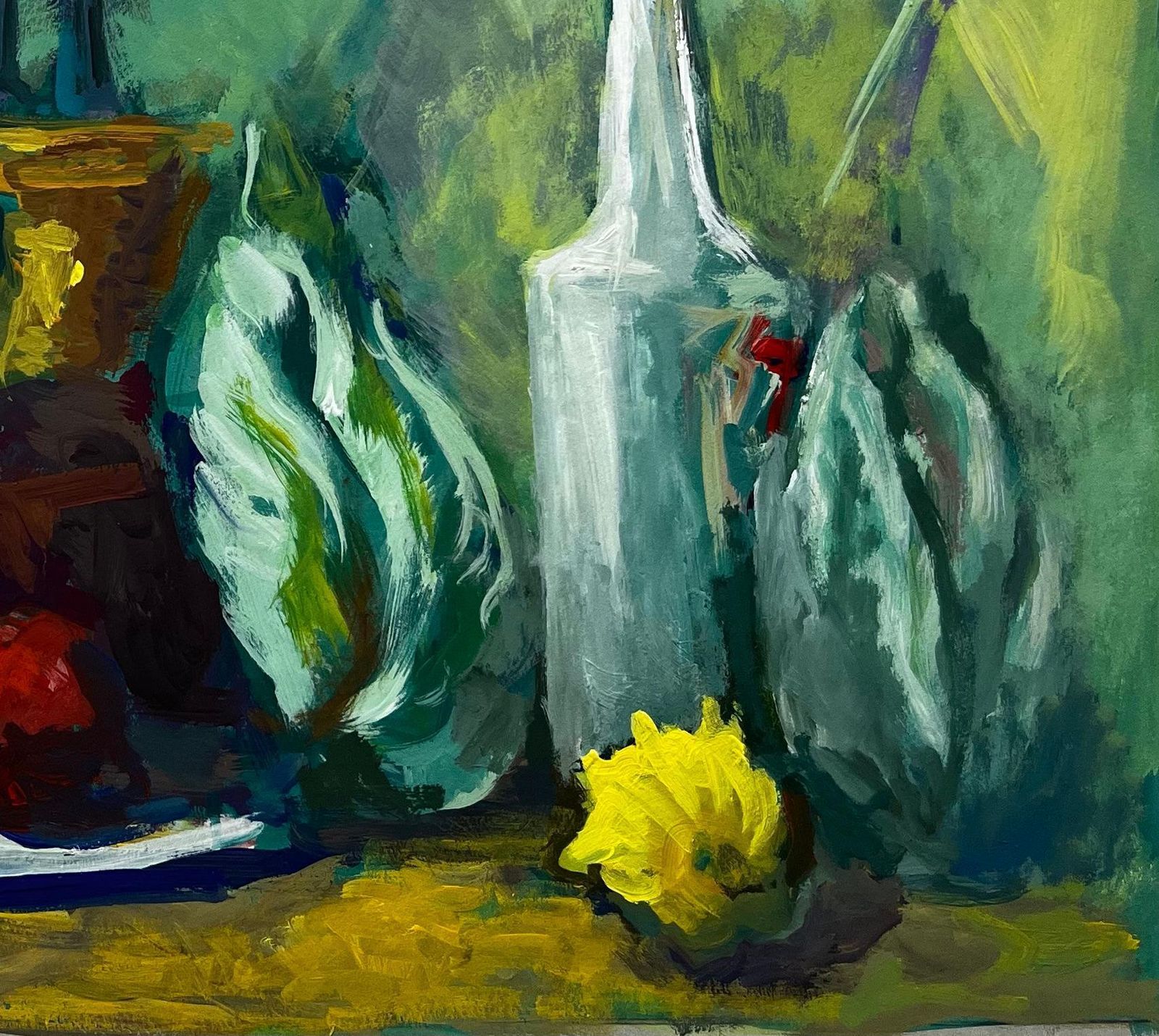 Guy Nicodlush French Modernist Still Life With Bottle Lemons Cabbage Leaves photo 748.0