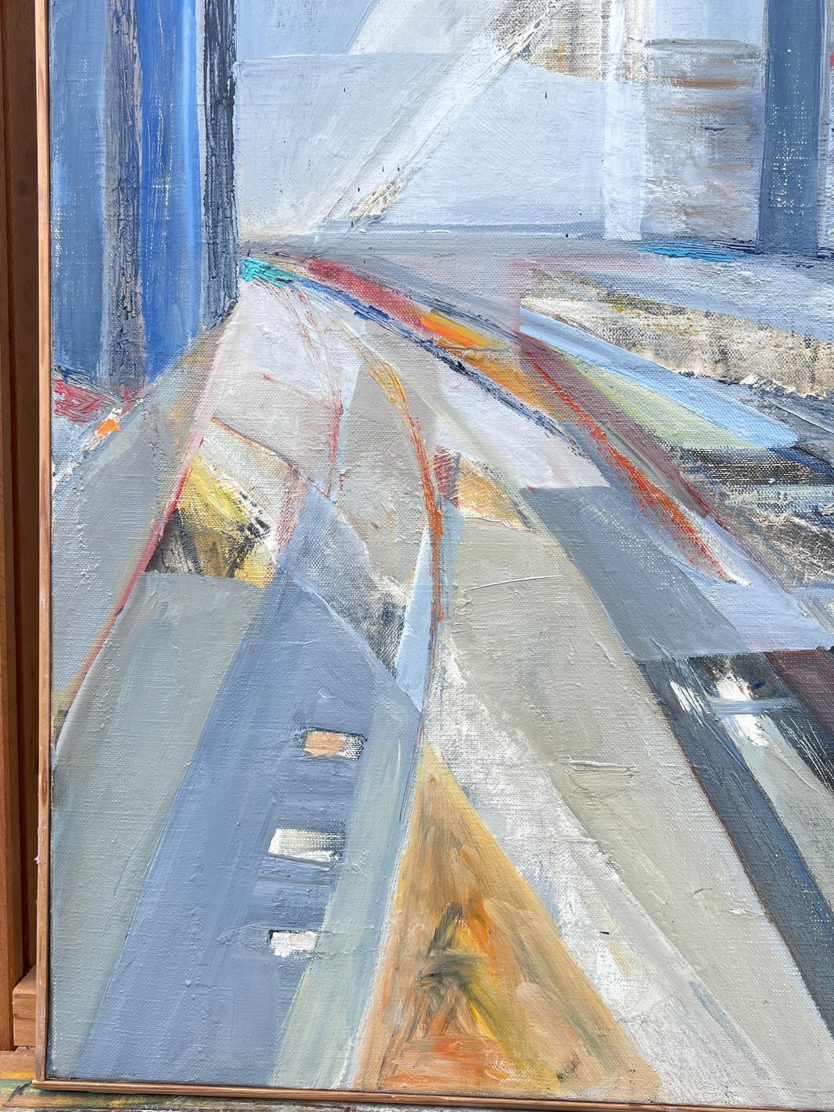 Jacqueline Verdet (1931 2023)large French Contemporary Modernist Abstract City Scape Futurist Oil Painting photo Art