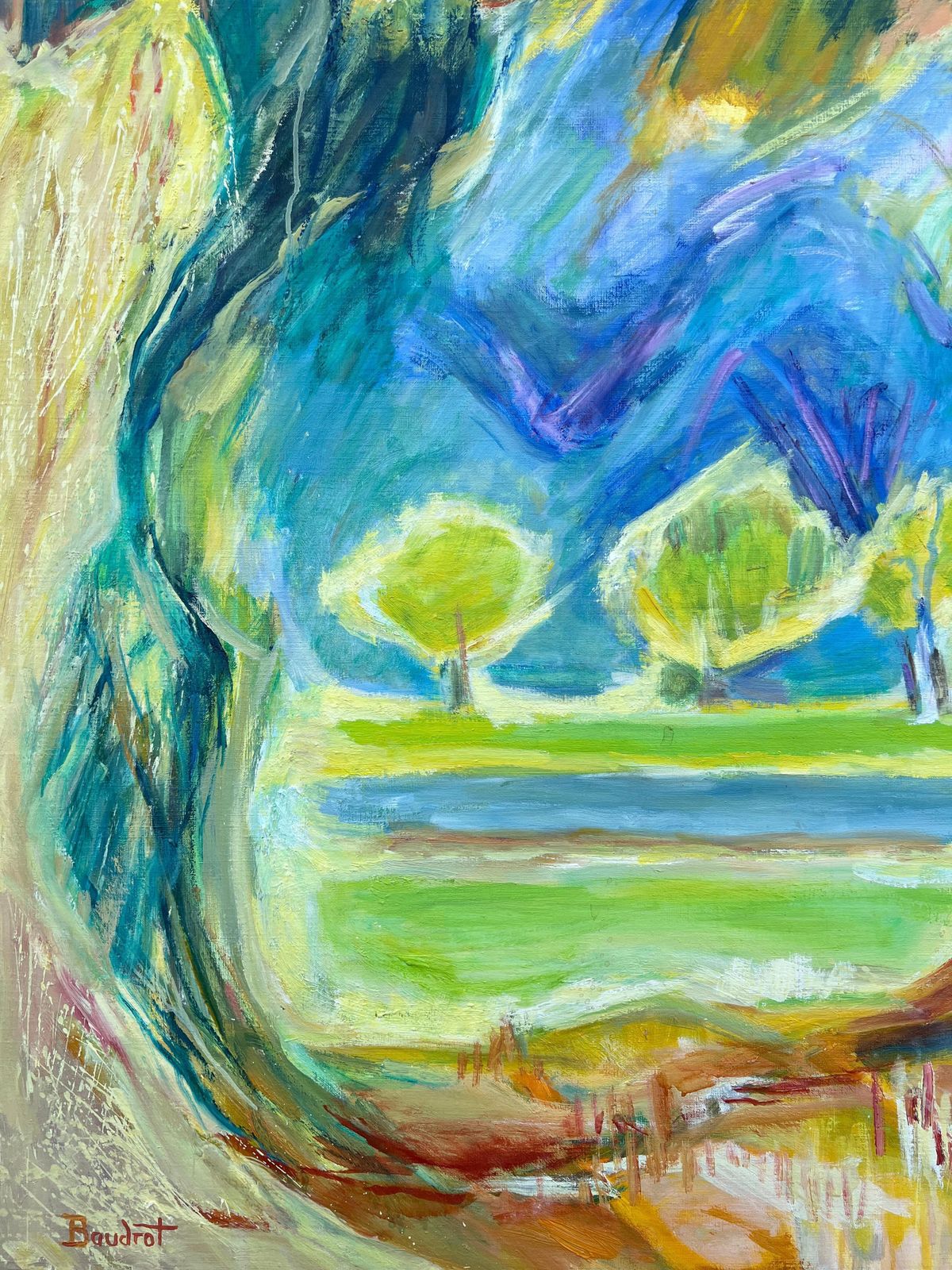 Huguette Baudrothuge 20th Century French Post Impressionist Oil Painting Lush Green Garden View photo buy
