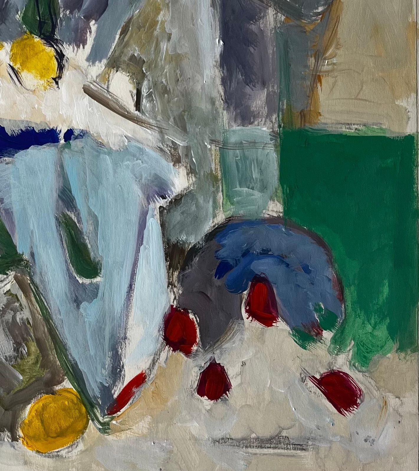 Guy Nicodabstract Still Life With Lemons Table And Blue Cloth French Modernist Gouache photo 550.0