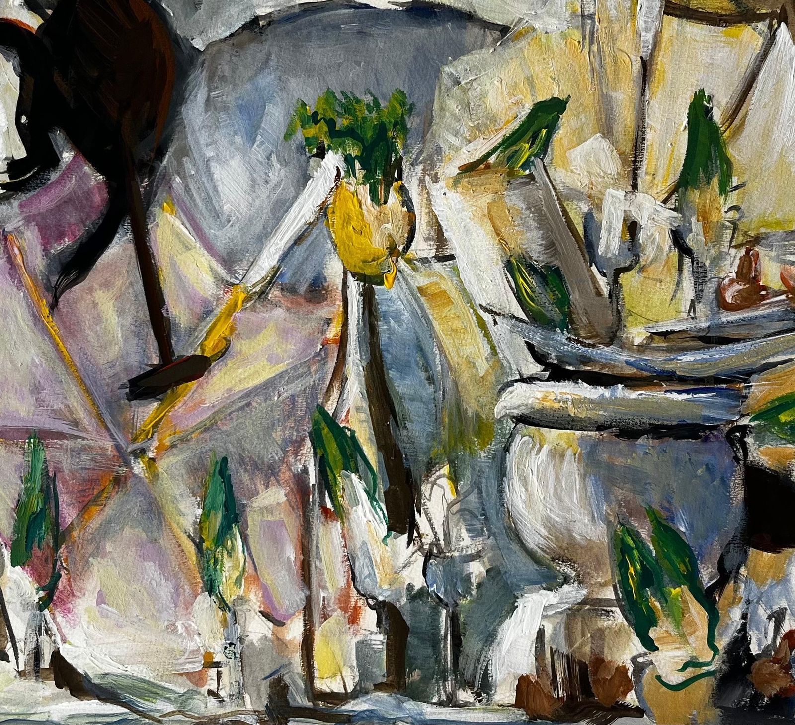 Guy Nicodstill Life With White Drapery Jugs And Green Accents French Modernist Gouache photo Art