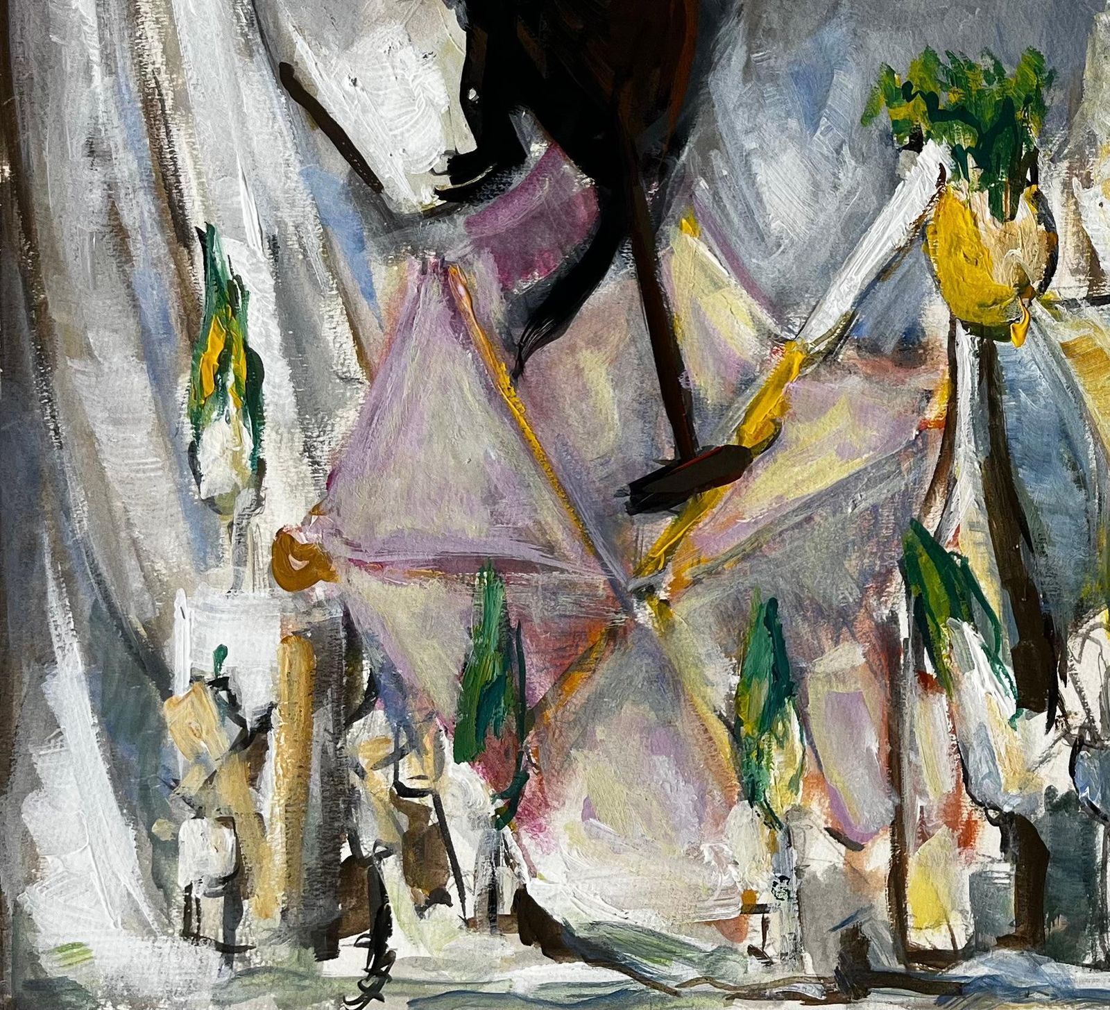 Guy Nicodstill Life With White Drapery Jugs And Green Accents French Modernist Gouache photo 662.0