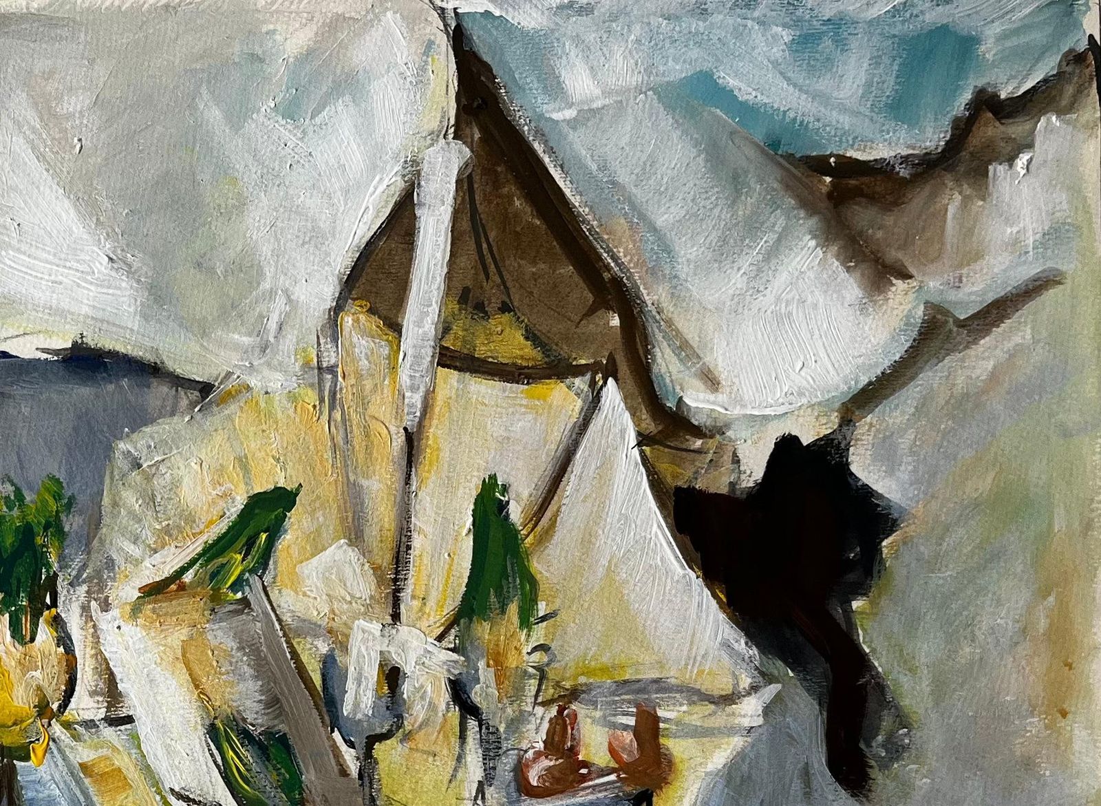 Guy Nicodstill Life With White Drapery Jugs And Green Accents French Modernist Gouache photo buy