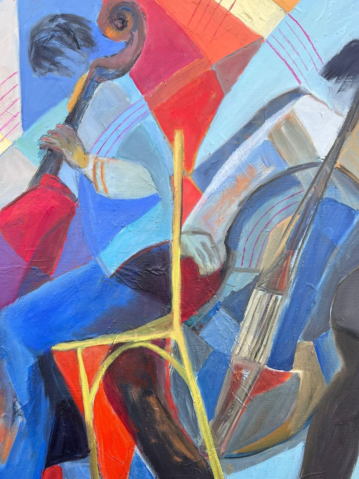 Jacqueline Verdet (1931 2023)huge French Contemporary Modernist Abstract Oil Painting Musicians Double Bass photo buy