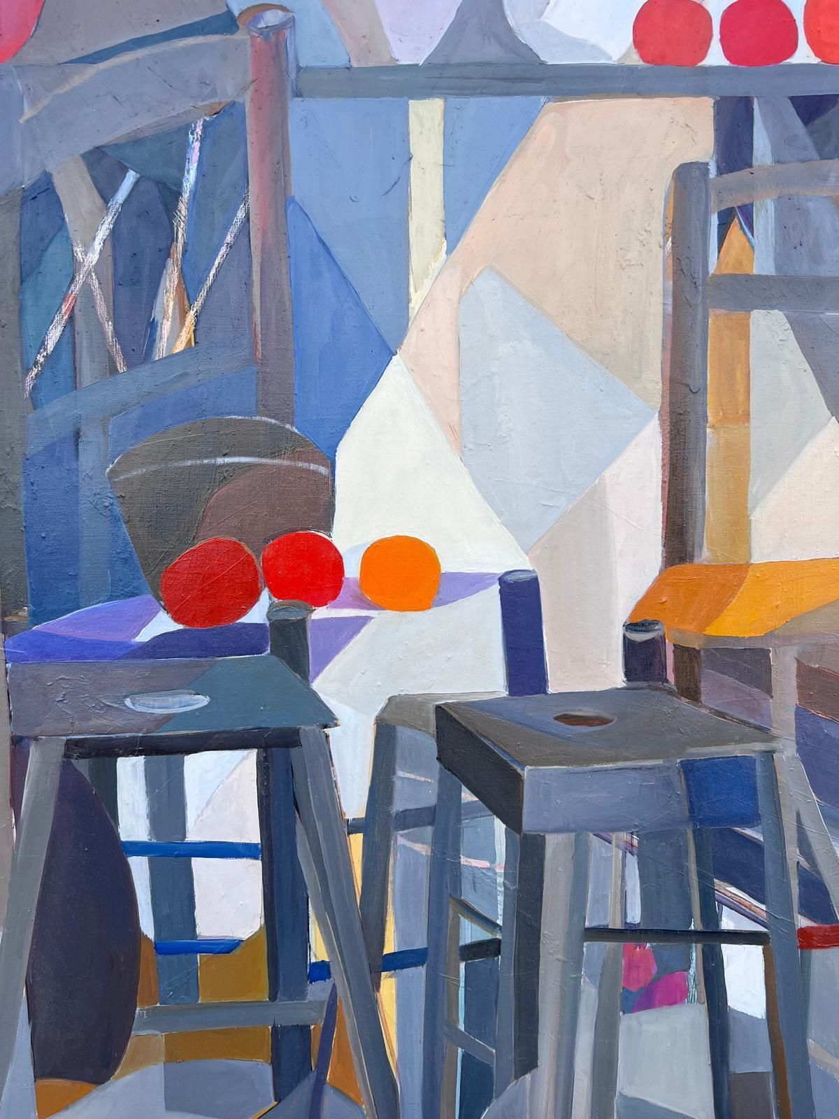 Jacqueline Verdet (1931 2023)huge French Contemporary Modernist Abstract Oil Painting Cafe Chairs Bistro photo buy
