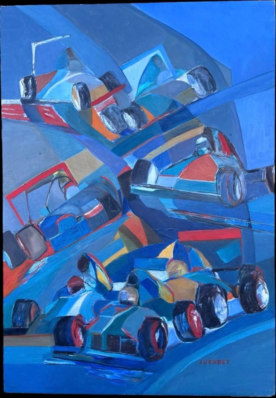 Jacqueline Verdet (1931 2023)huge French Contemporary Modernist Abstract Oil Painting Formula 1 Motor Racing photo buy