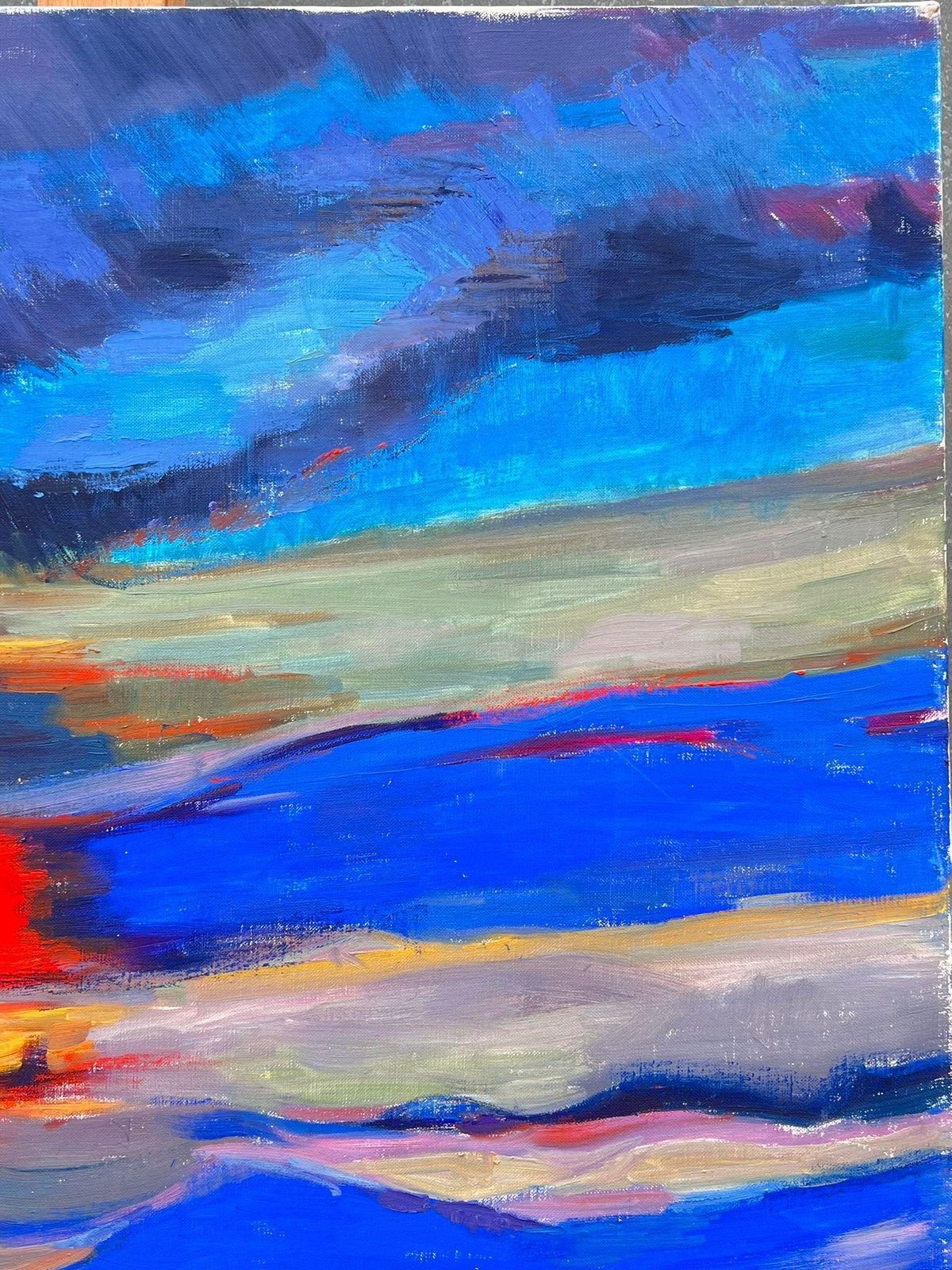 Evelyne Picardhuge French Contemporary Abstract Composition Painting Red Sunset Blue Skies photo 990.0