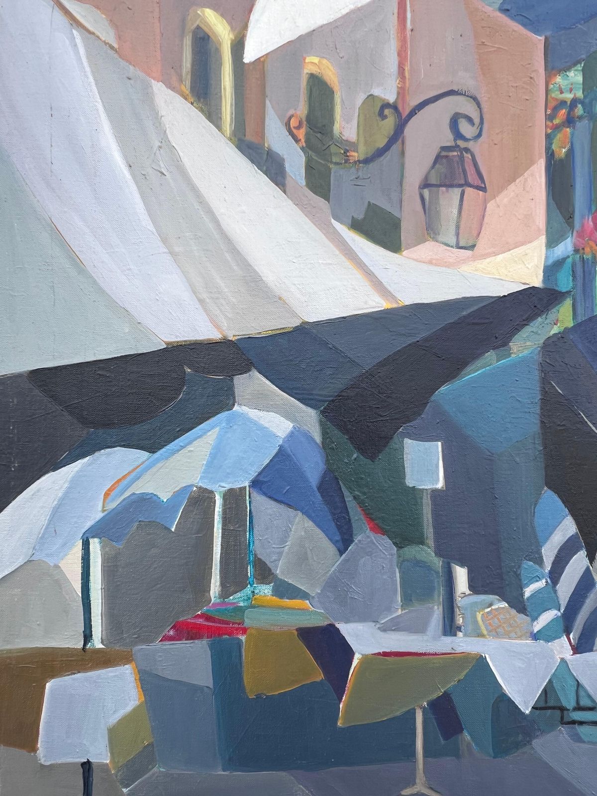 Jacqueline Verdet (1931 2023)huge French Contemporary Modernist Abstract Oil Painting Colorful Washing Lines photo vintage