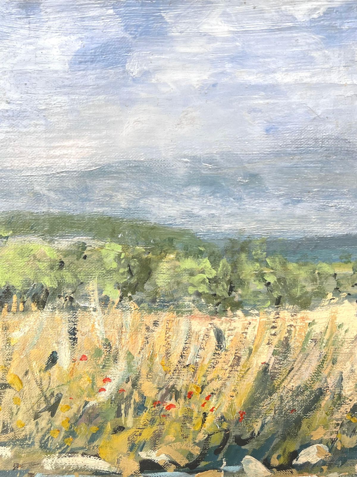 Jean Eric Turquin1950's French Signed Oil Painting Figure Walking Wild Flower Meadows photo 690.0