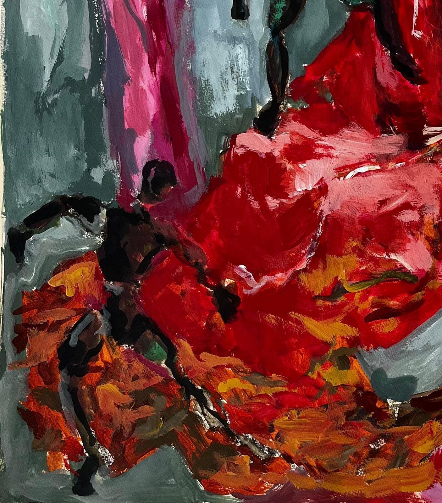 Guy Nicodstill Life With Wooden Mannequins Red Sculpture And Yellow Sphere French Gouache photo 591.0
